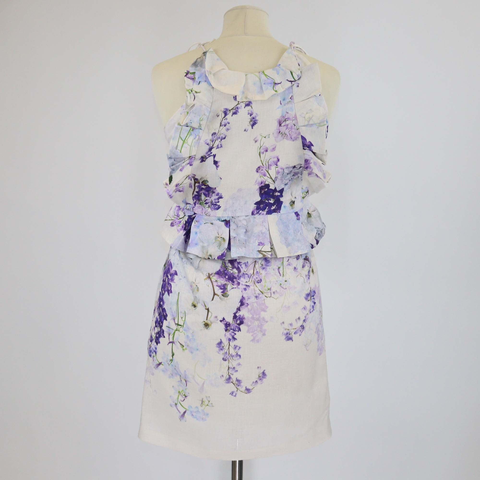 Zimmermann Multicolor Floral Print Linen Pinafore Mini Dress