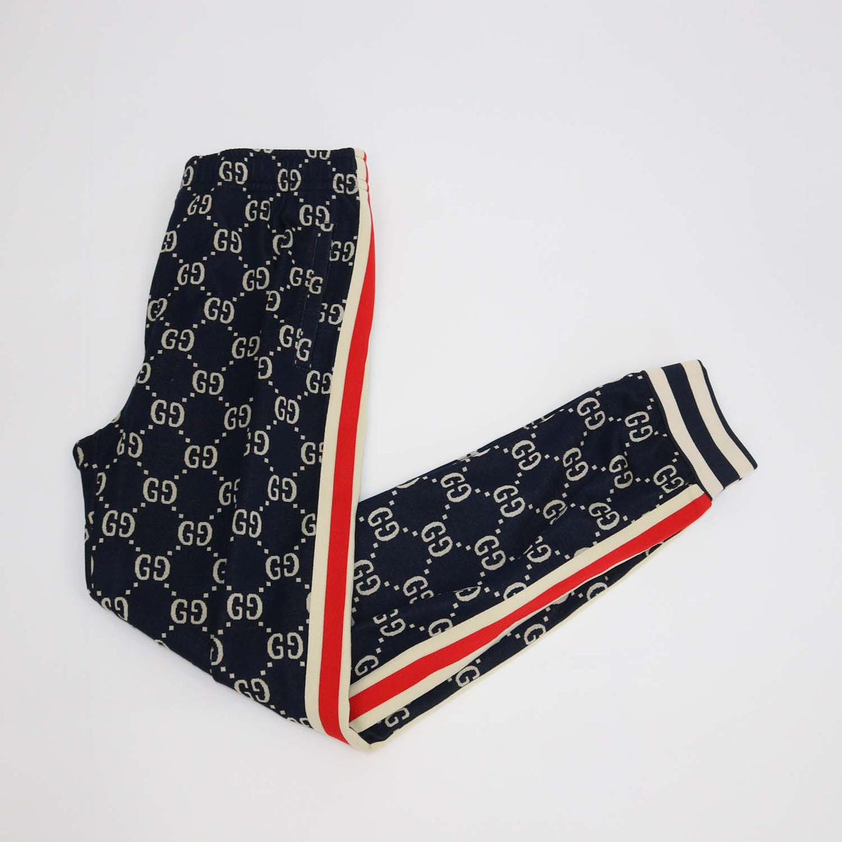 Gucci Navy Blue Cotton GG jacquard Sweatpants