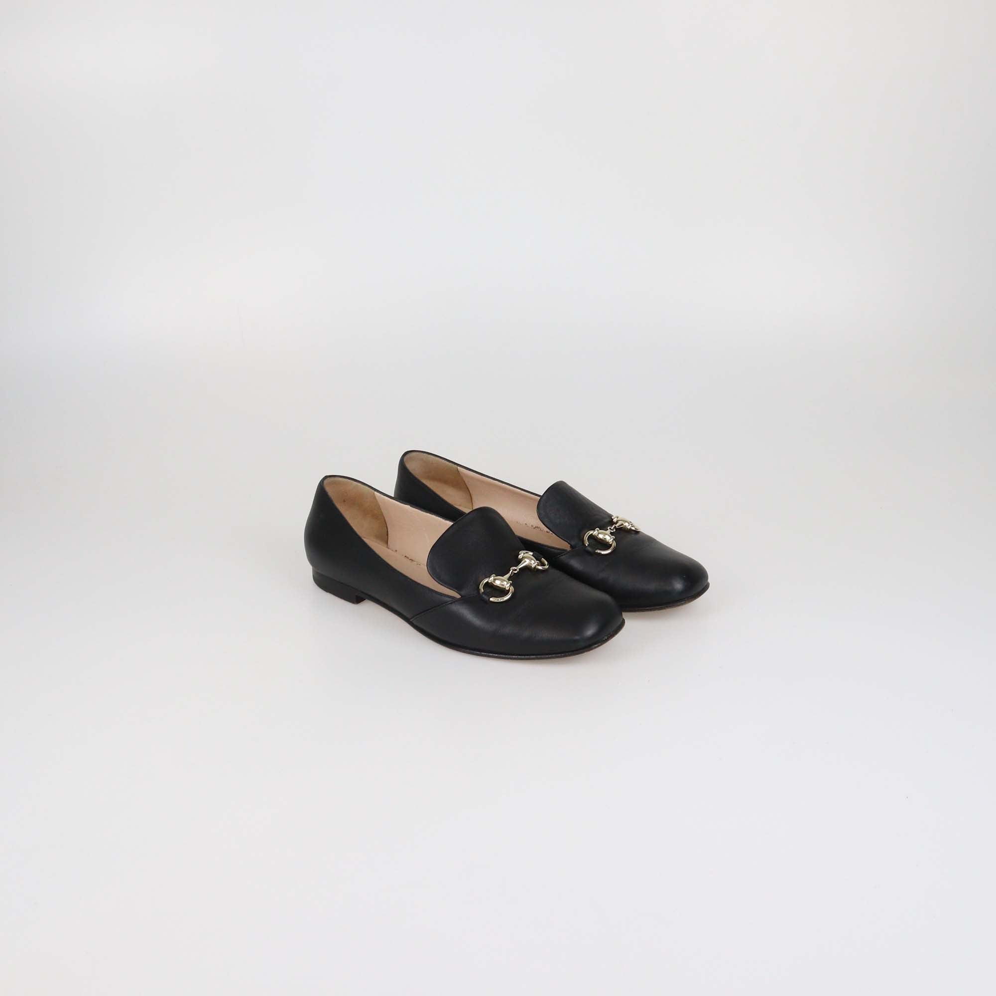 Gucci Black Leather Horsebit Loafers
