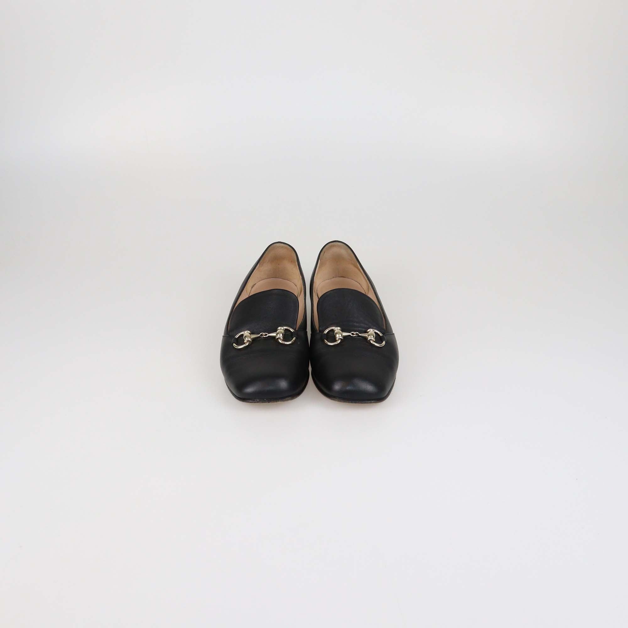 Gucci Black Leather Horsebit Loafers
