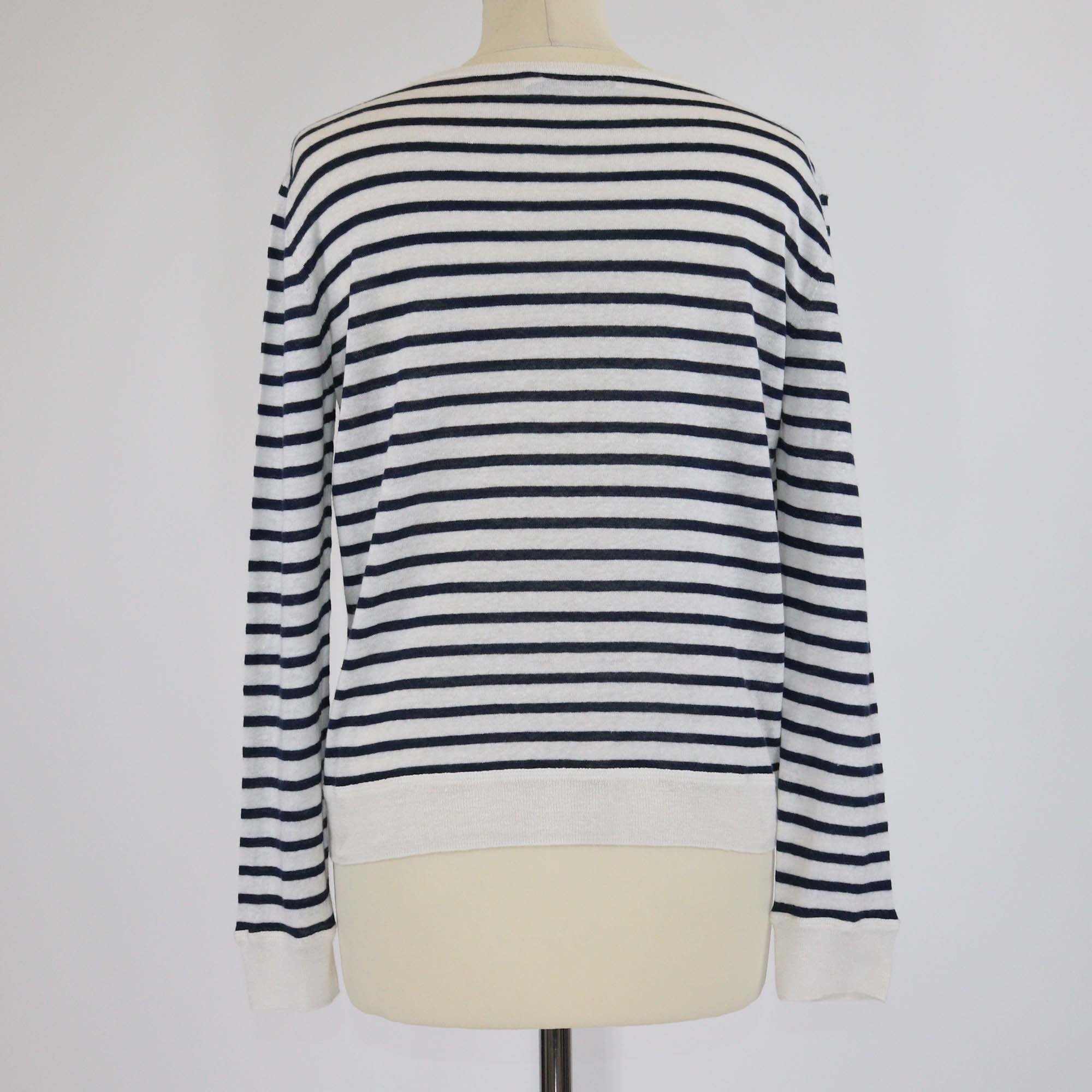 Christian Dior White/Black Monochrome Stripe Moon Mixed Animal Print Sweater
