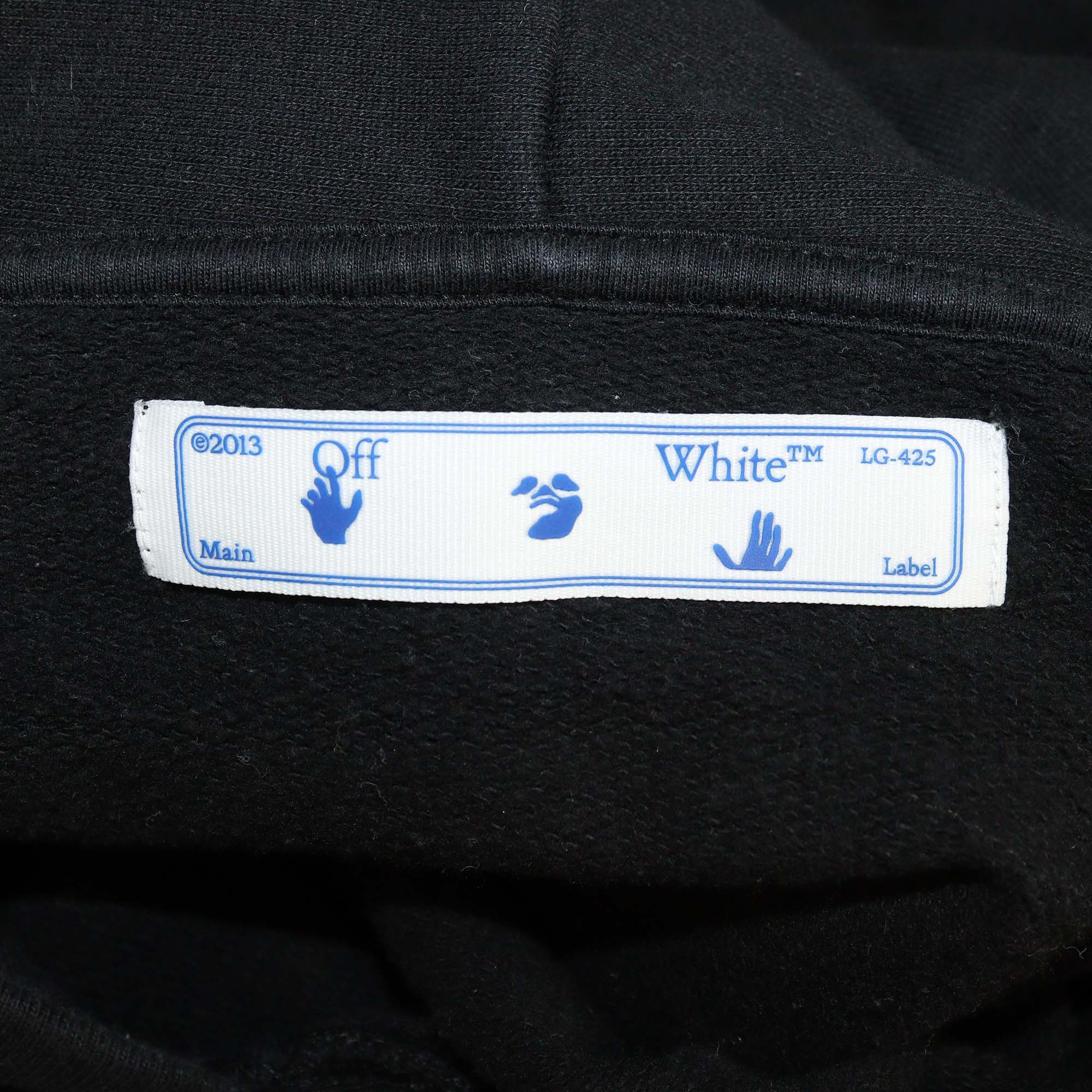 Off-White Black Logo Printed Cotton Knit Hoodie