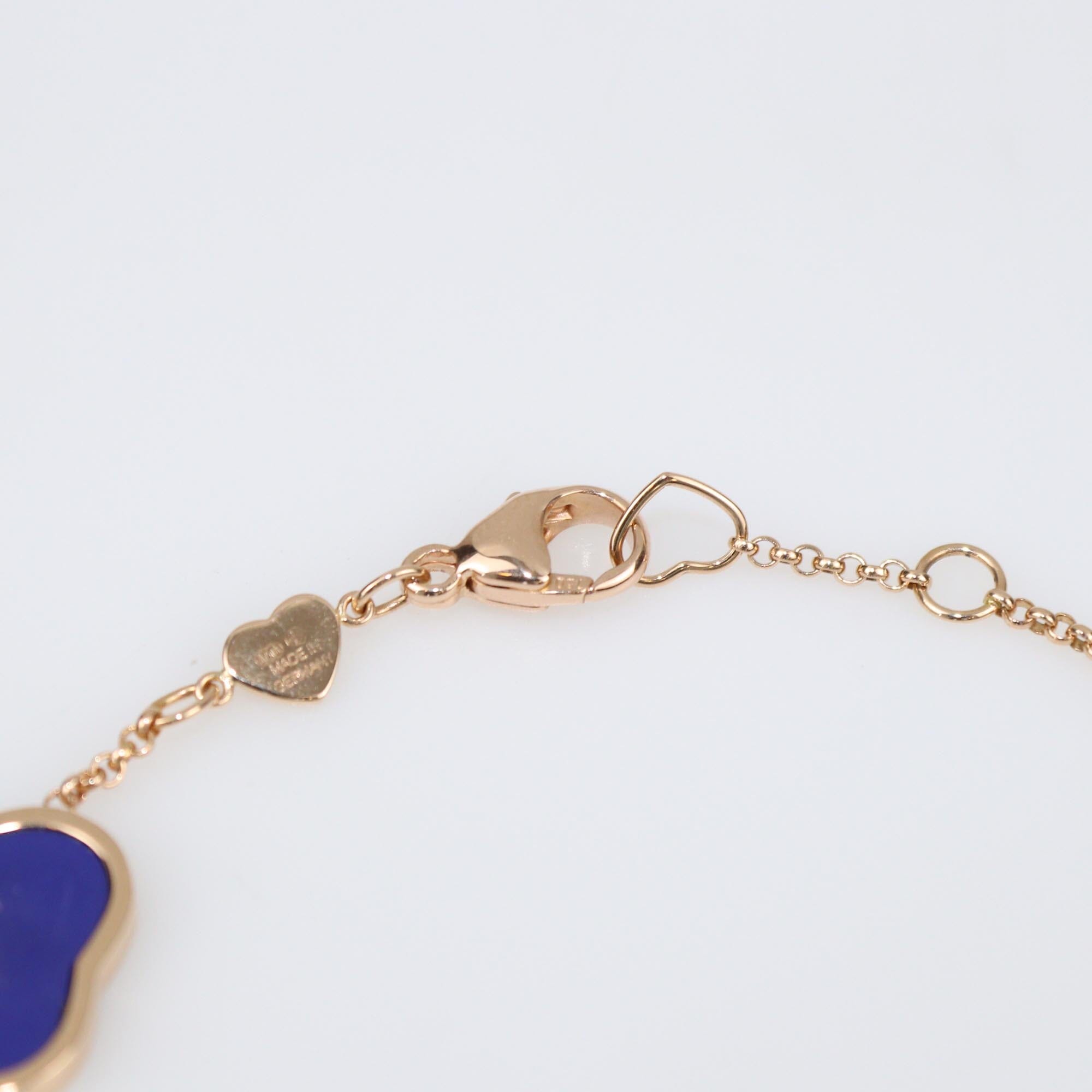 Chopard Happy Hearts Diamond 18k Rose Gold Lapis Lazuli Bracelet Womens Chopard