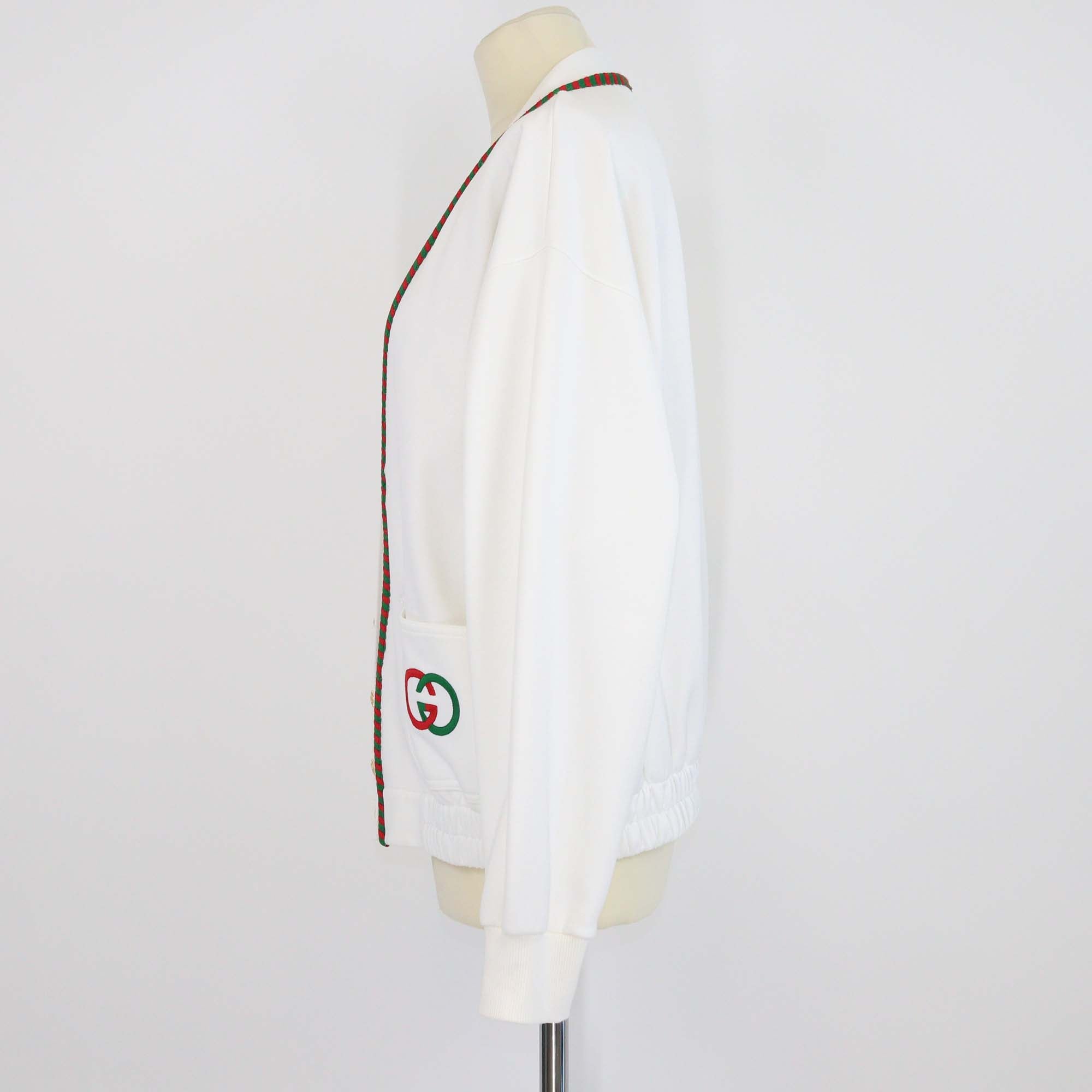 Gucci White GG Technical Jersey Interlocking G Cardigan
