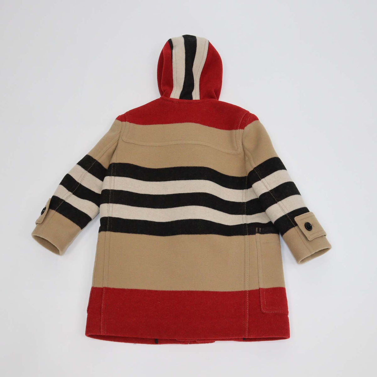 Burberry Kids Archive Beige Wool Icon Stripe Duffle Coat