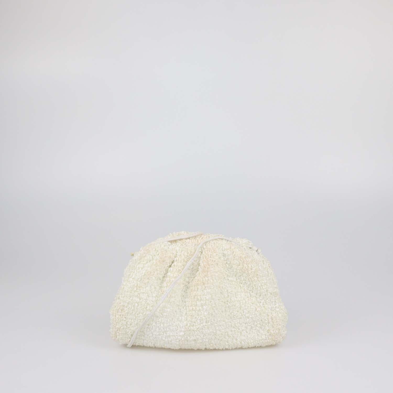 Bottega Veneta Off White Boucle Raffia Mini The Pouch Clutch