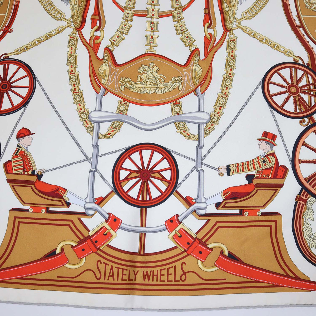 Hermes Multicolor Silk Stately Wheels Scarf 90