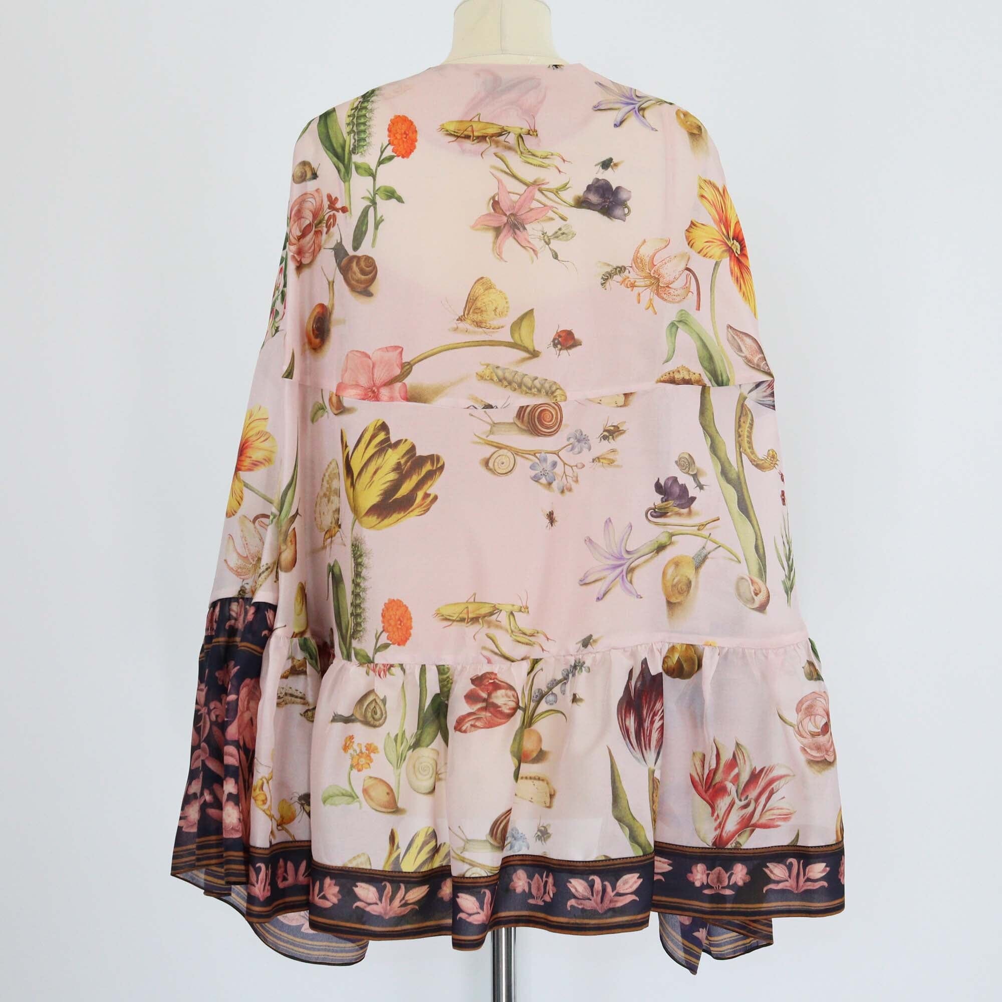 Biyan Light Pink Snail & Floral Print Cape Blouse Womens Biyan