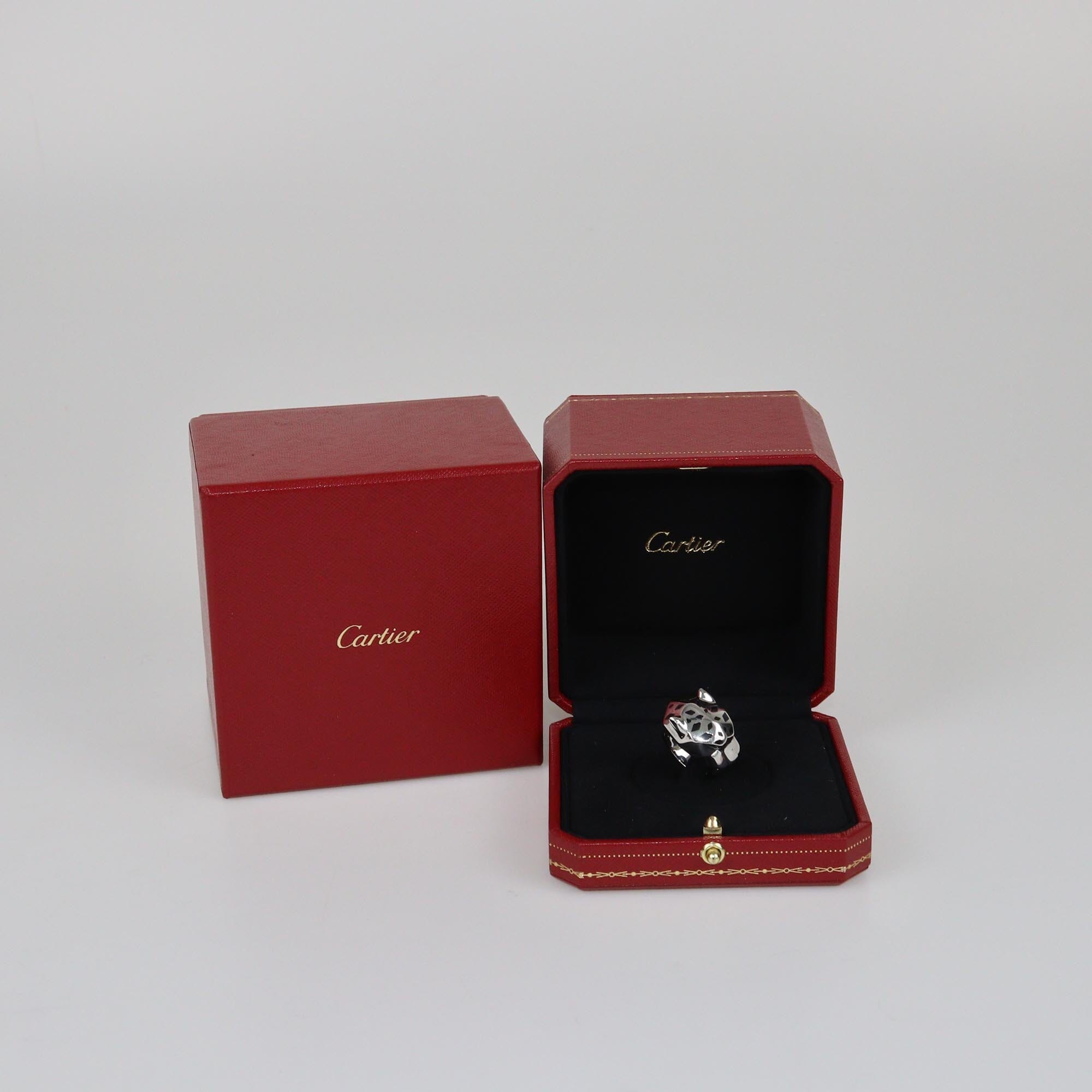 Cartier Panthere 18k White Gold Ring Size 52 Womens Cartier