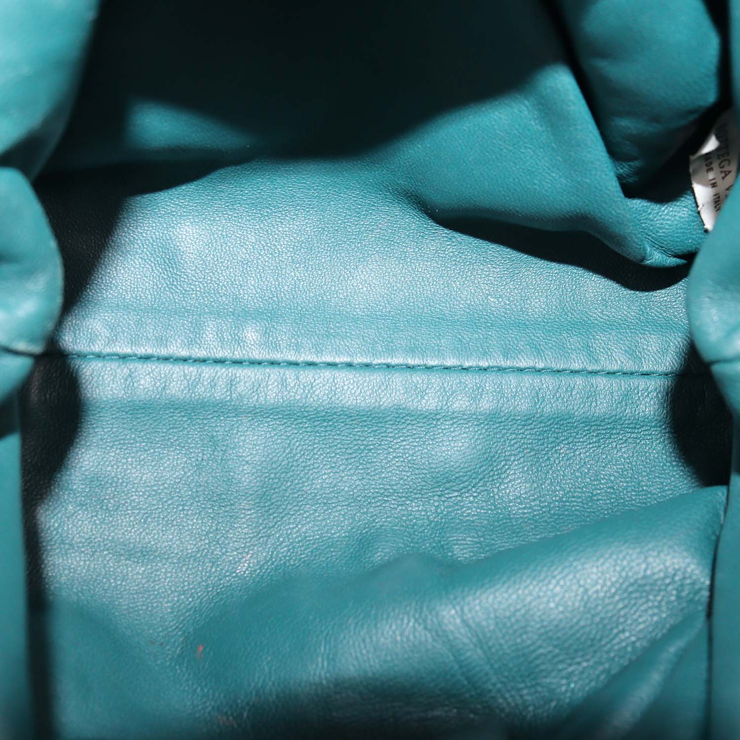 Bottega Veneta Metallic Green Distressed Leather Mini The Pouch Clutch
