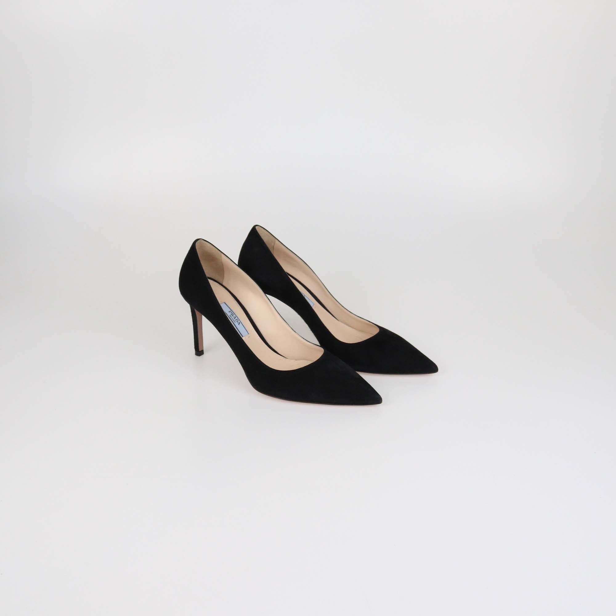 Prada Black Suede Pointed Toe Pumps