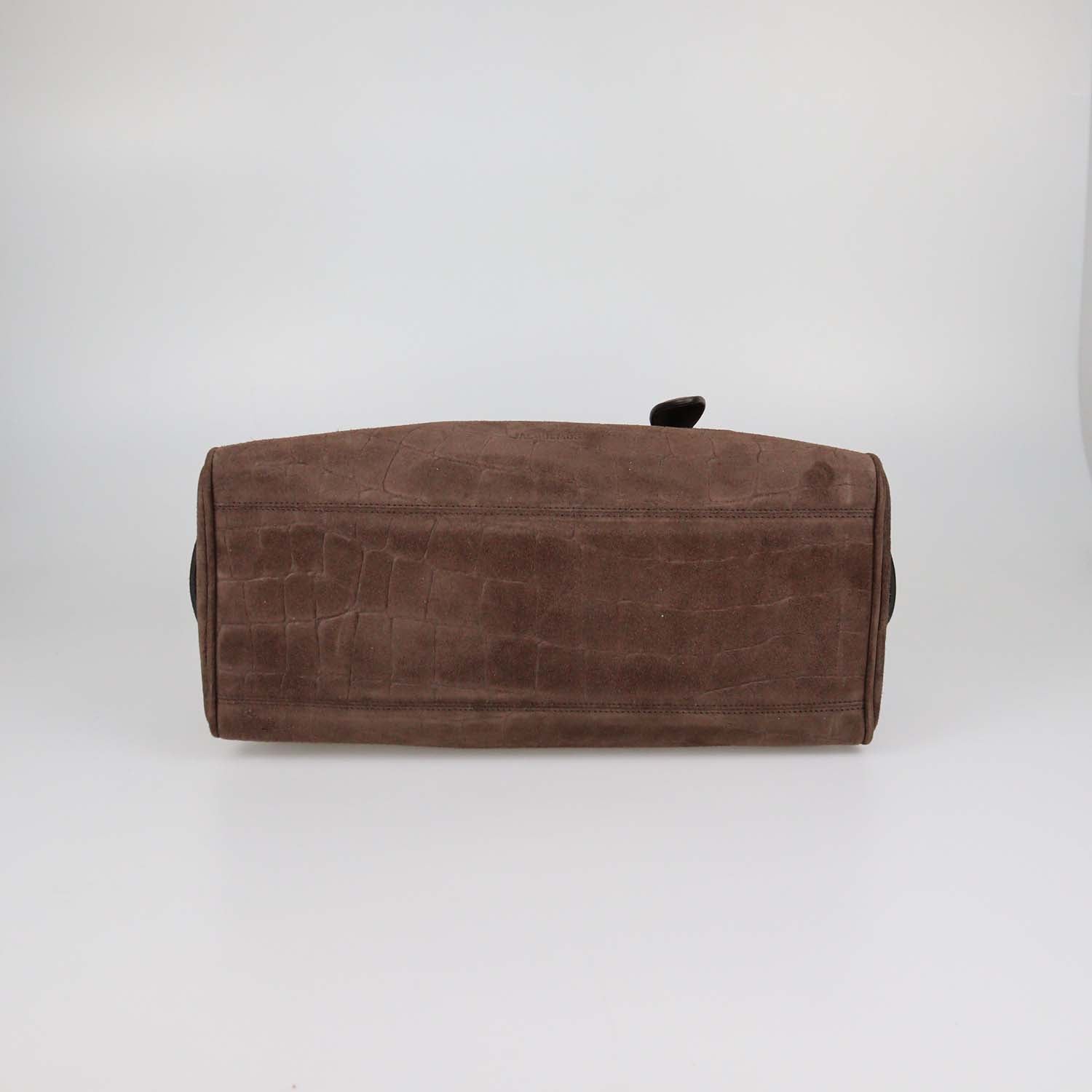 Jacquemus Brown Croc Embossed Suede The Turismo Bowling Bag
