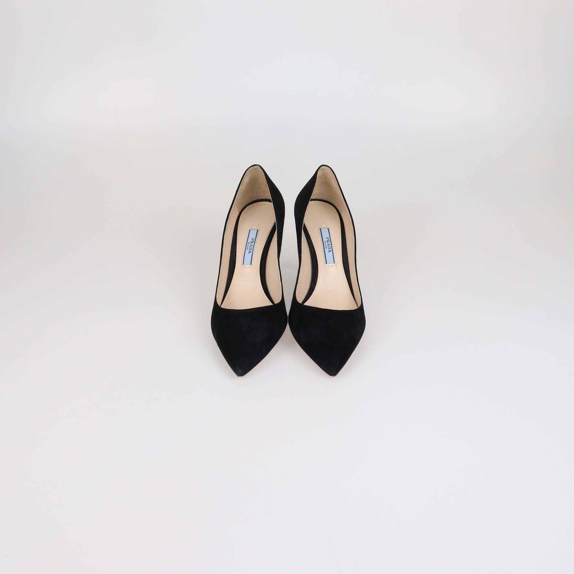 Prada Black Suede Pointed Toe Pumps