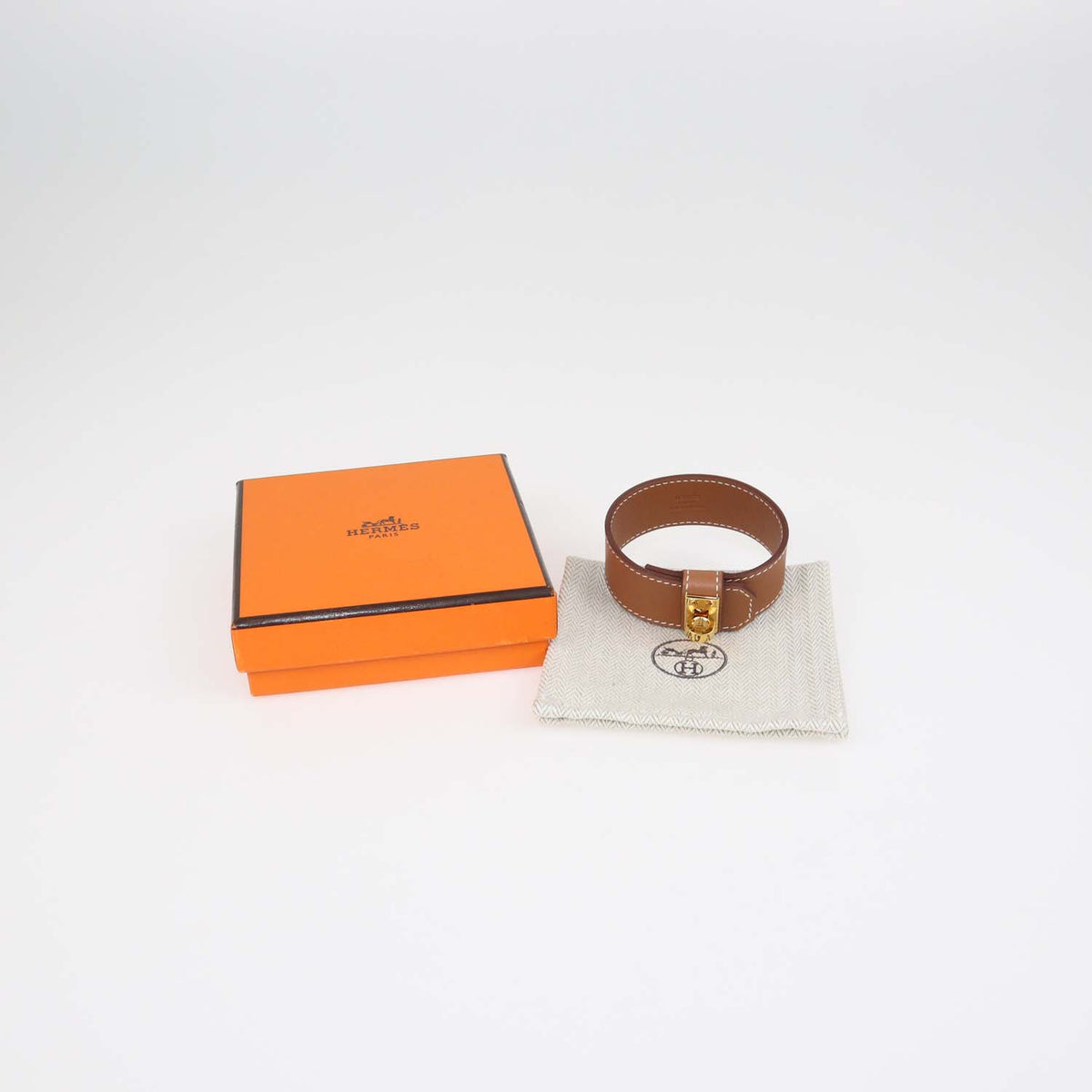 Hermes Gold Swift Leather Kelly Twist Bracelet T3