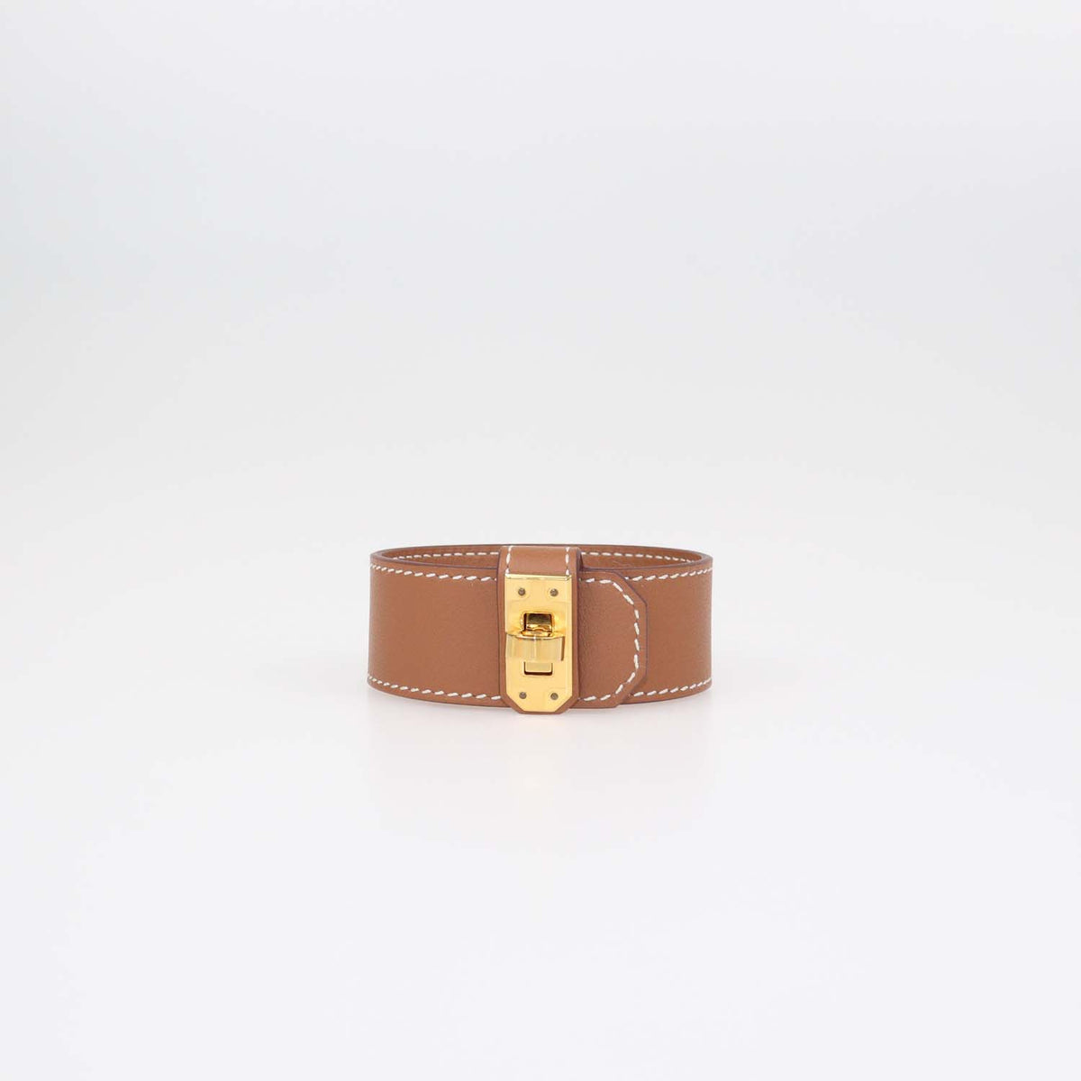 Hermes Gold Swift Leather Kelly Twist Bracelet T3
