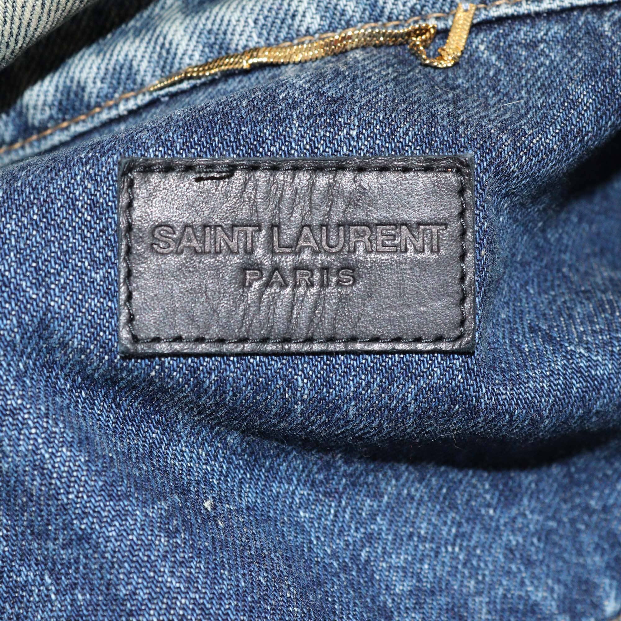 Saint Laurent Dirty Sandy Blue Denim Classic Jacket Womens Saint Laurent