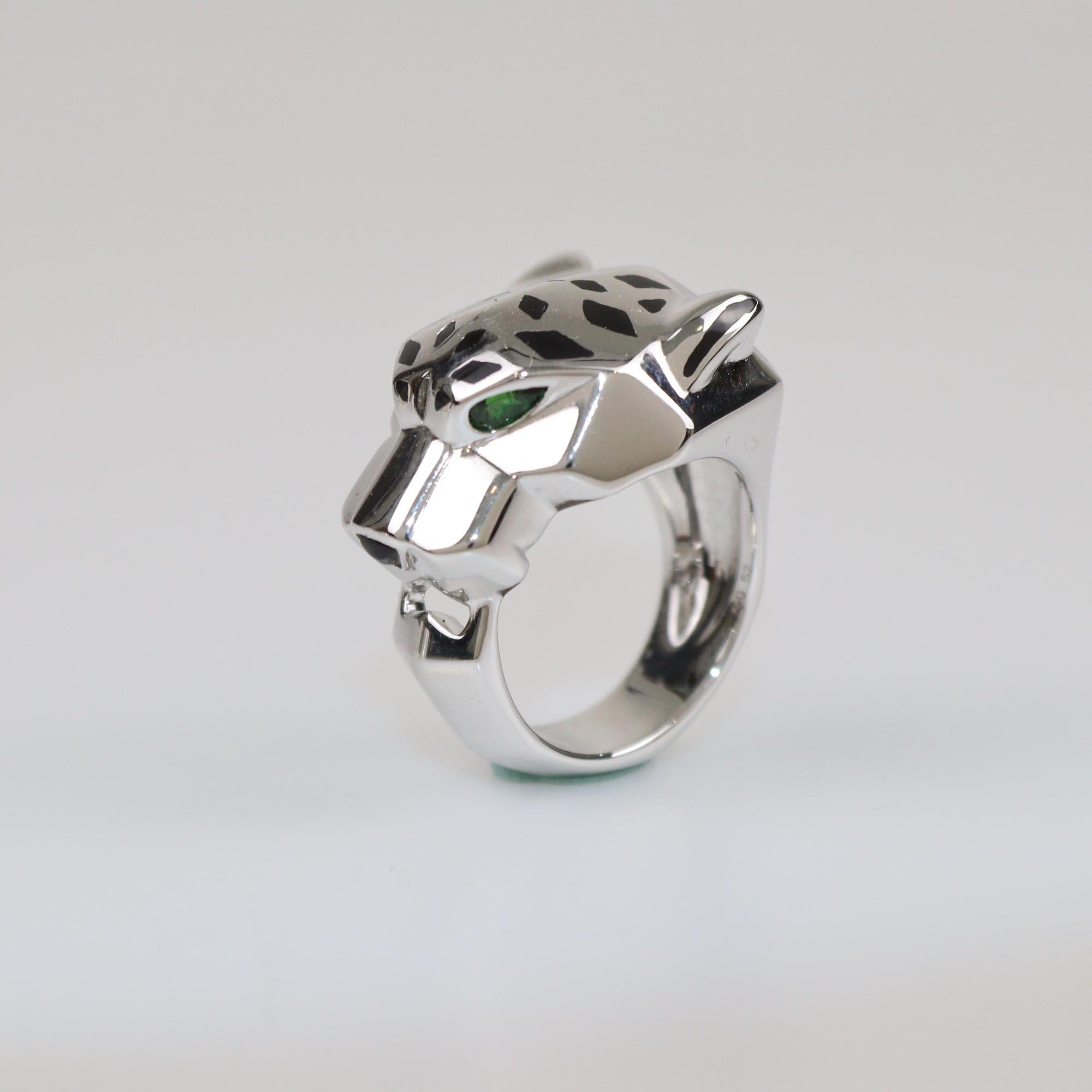 Cartier Panthere 18k White Gold Ring Size 52 Womens Cartier
