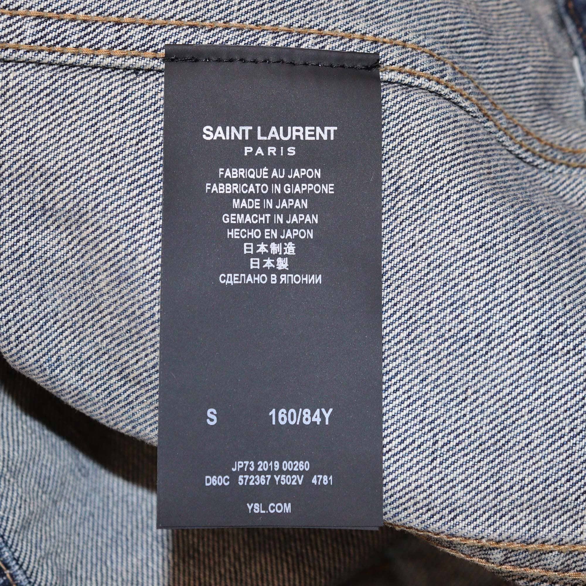 Saint Laurent Dirty Sandy Blue Denim Classic Jacket Womens Saint Laurent