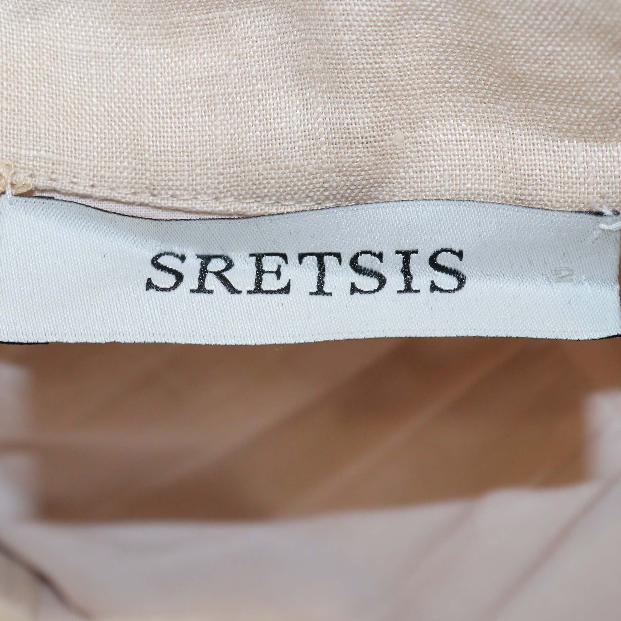 Stretsis Beige Linen Annabelle Tunic Floral Embroidered Blouse