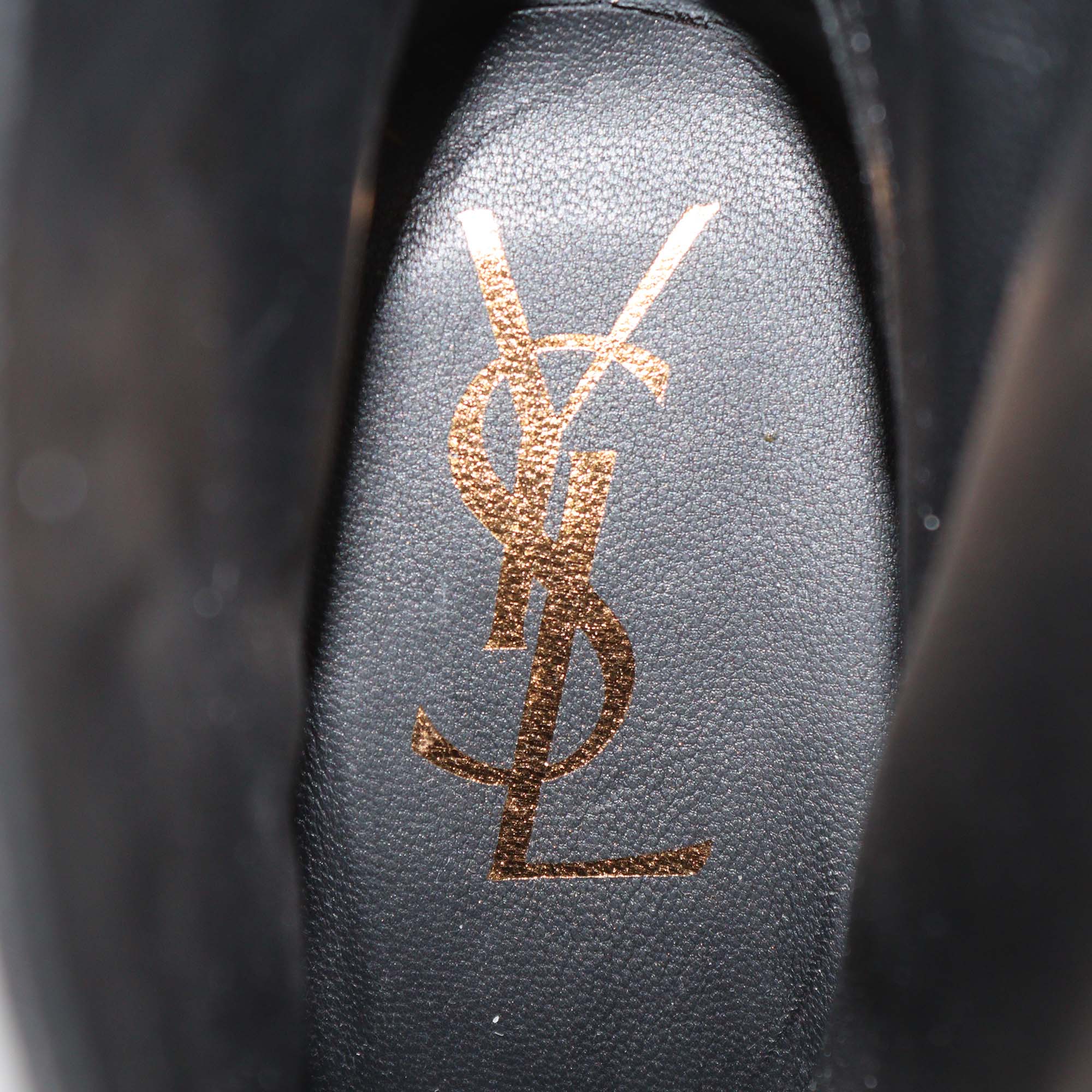 Yves Saint Laurent Black Leather Platform Ankle Boots