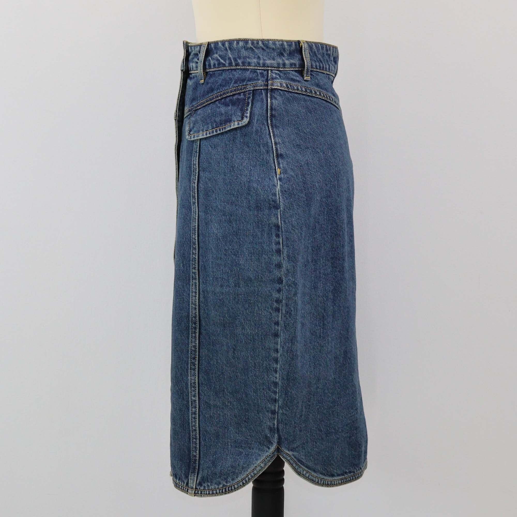 Sef Portrait Blue Denim Midi Skirt Womens Self Portrait