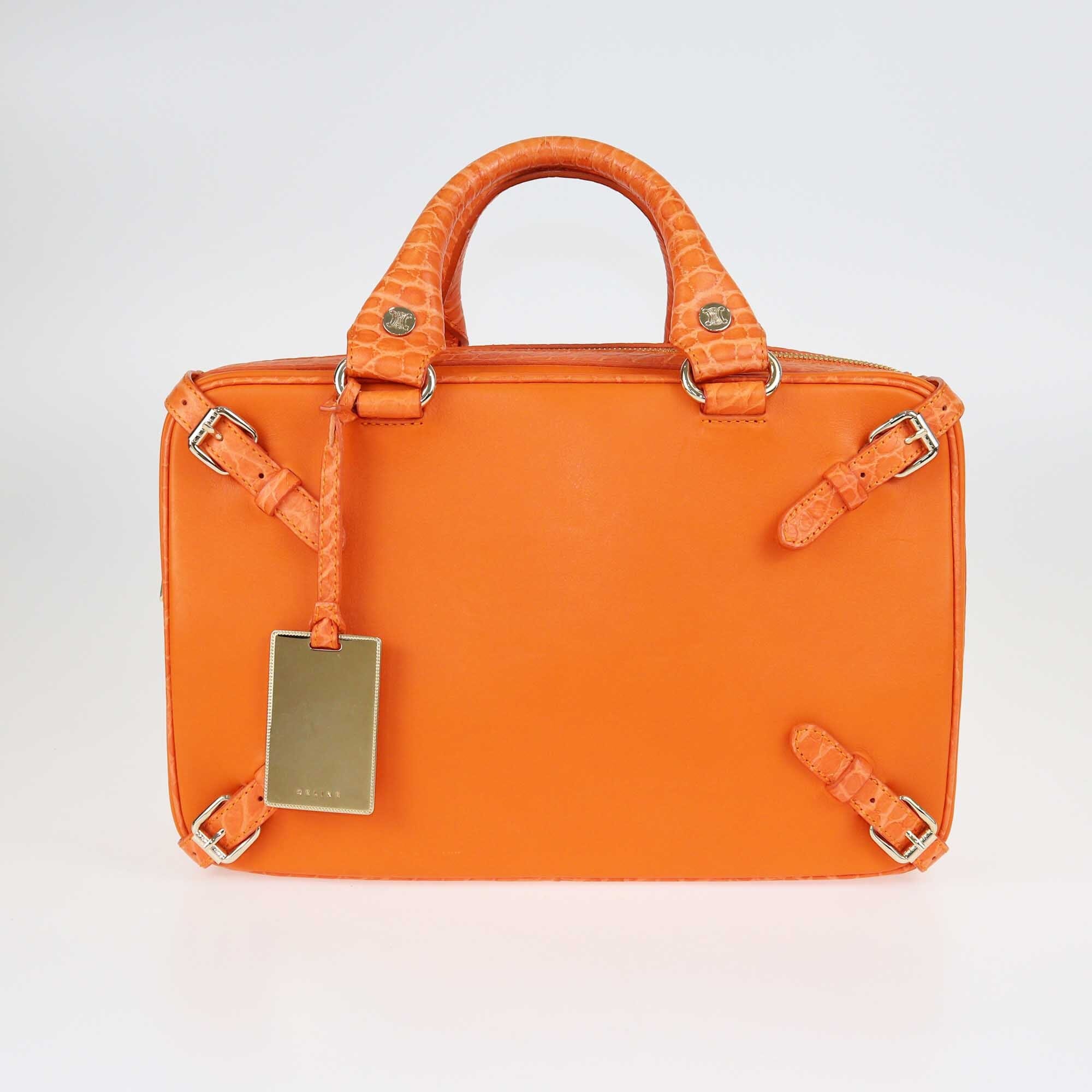 Celine Orange Strap Details Box Satchel Bags Celine
