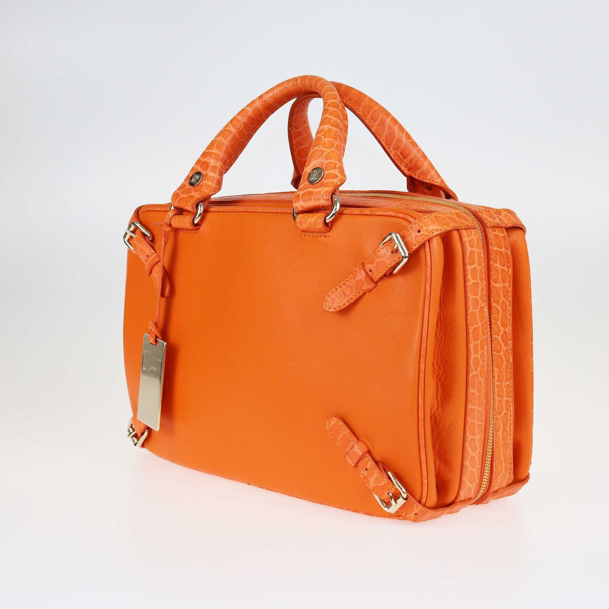 Celine Orange Strap Details Box Satchel Bags Celine