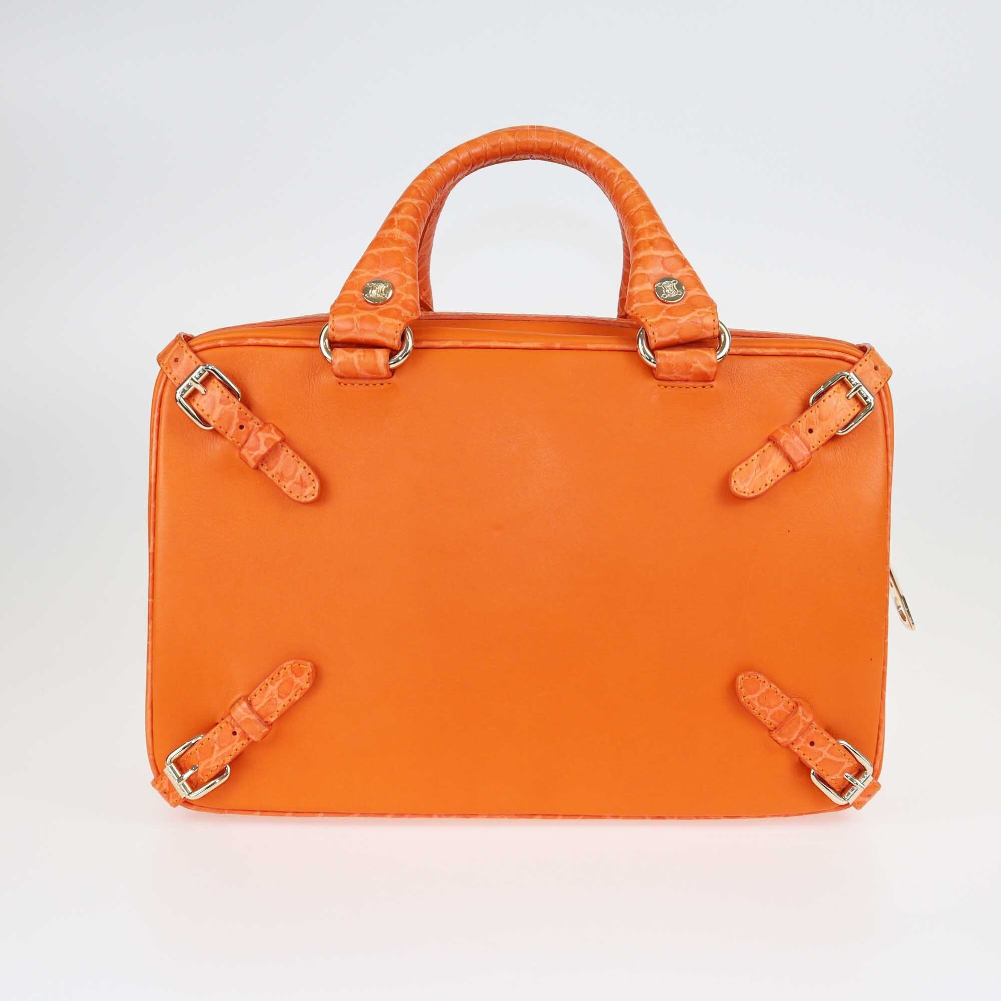 Celine Orange Strap Details Box Satchel Bags Celine