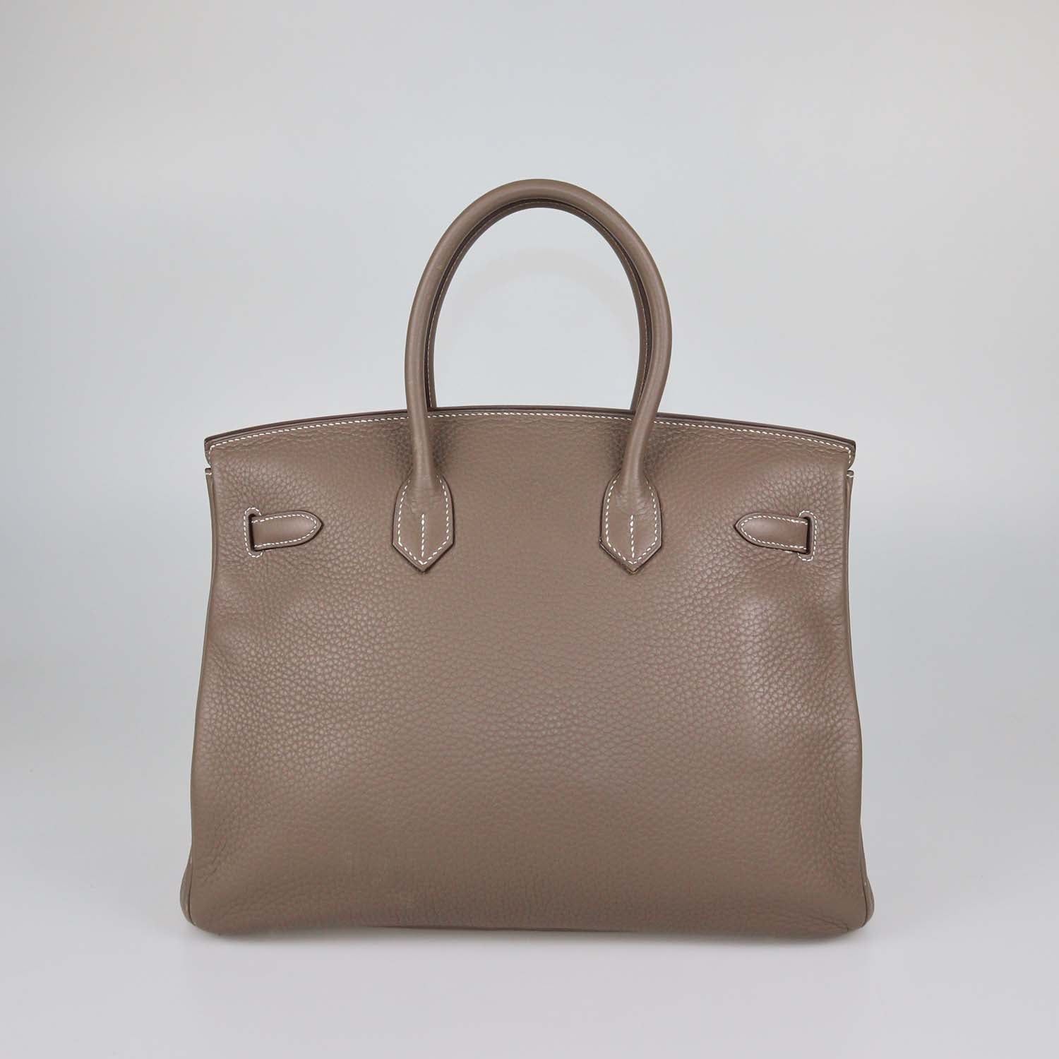 Hermes Etoupe Clemence Leather Palladium Hardware Birkin 35 Bag