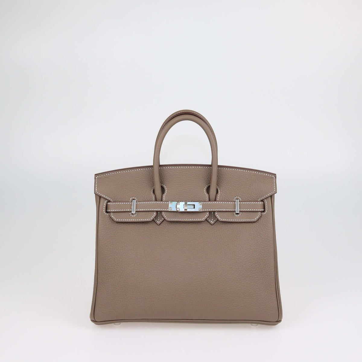Hermes Etoupe Togo Leather Palladium Hardware Birkin 25 Bag