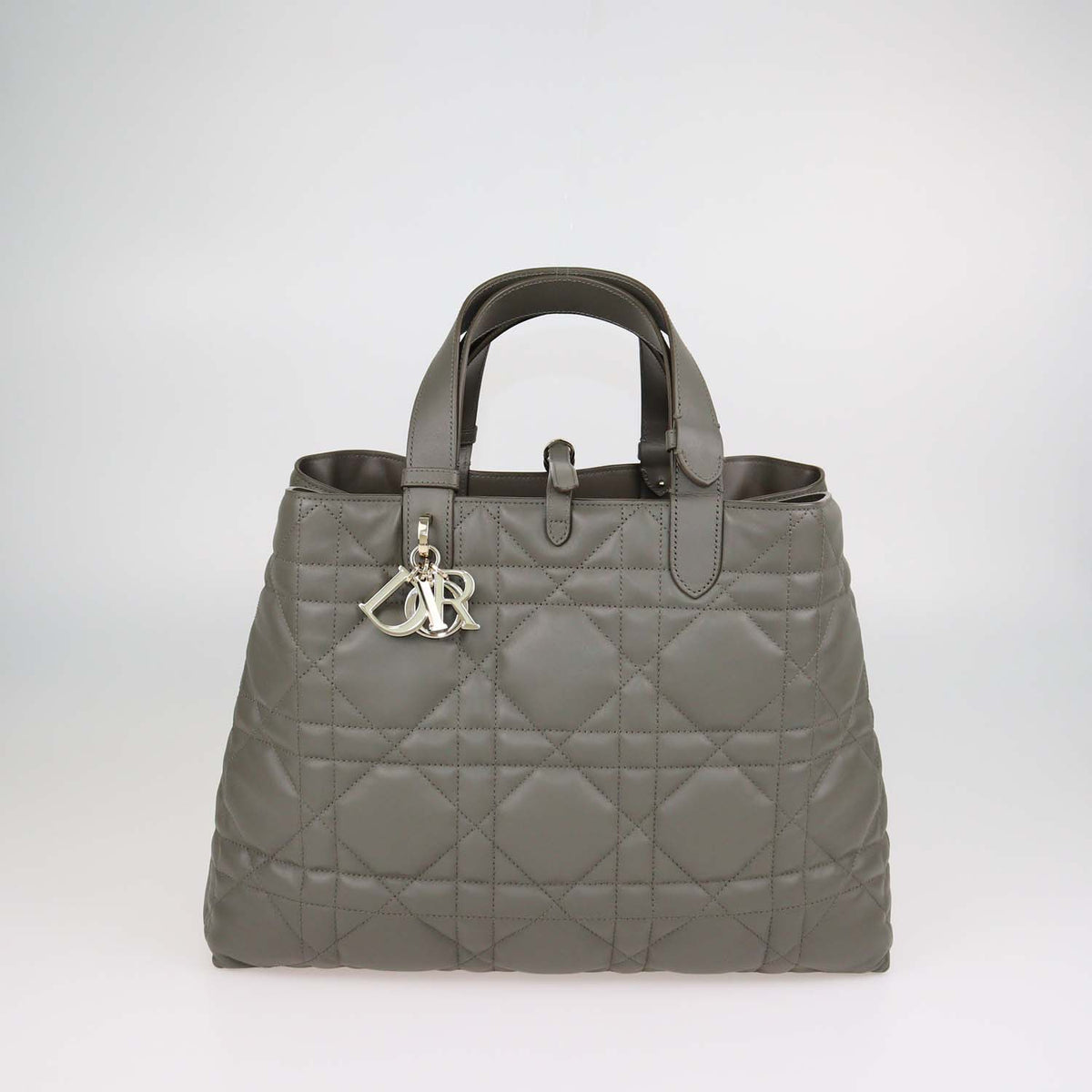 Christian Dior Olive Taupe Macrocannage Leather Large Toujours Bag