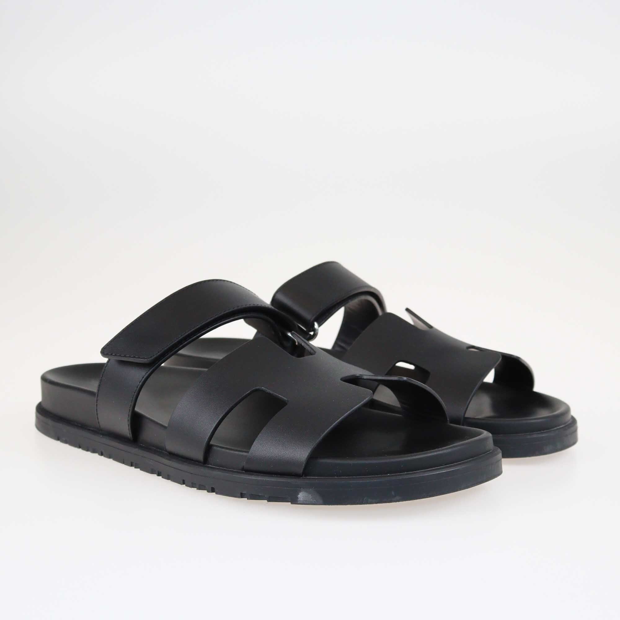 Hermes Black Chypre Sandals Shoes Hermes