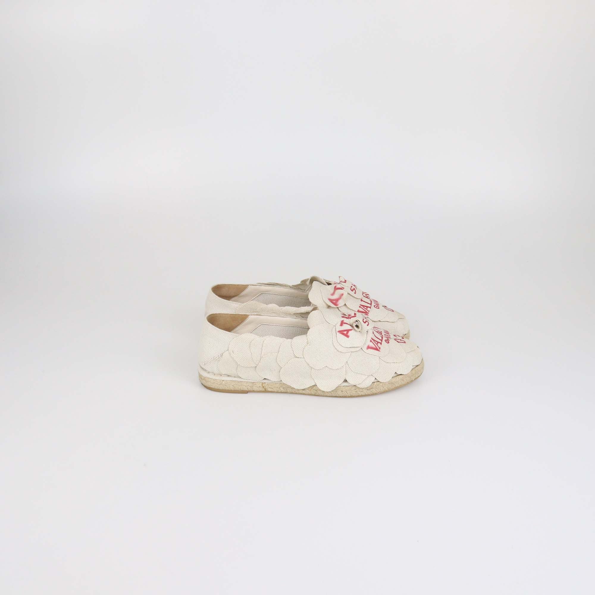 Valentino Natural Canvas Atelier 03 Rose Edition Espadrille Flats