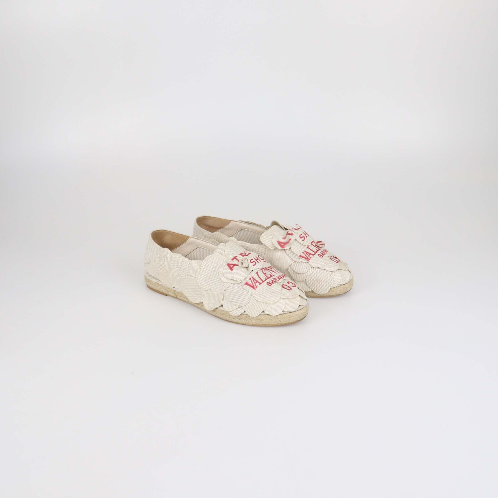 Valentino Natural Canvas Atelier 03 Rose Edition Espadrille Flats