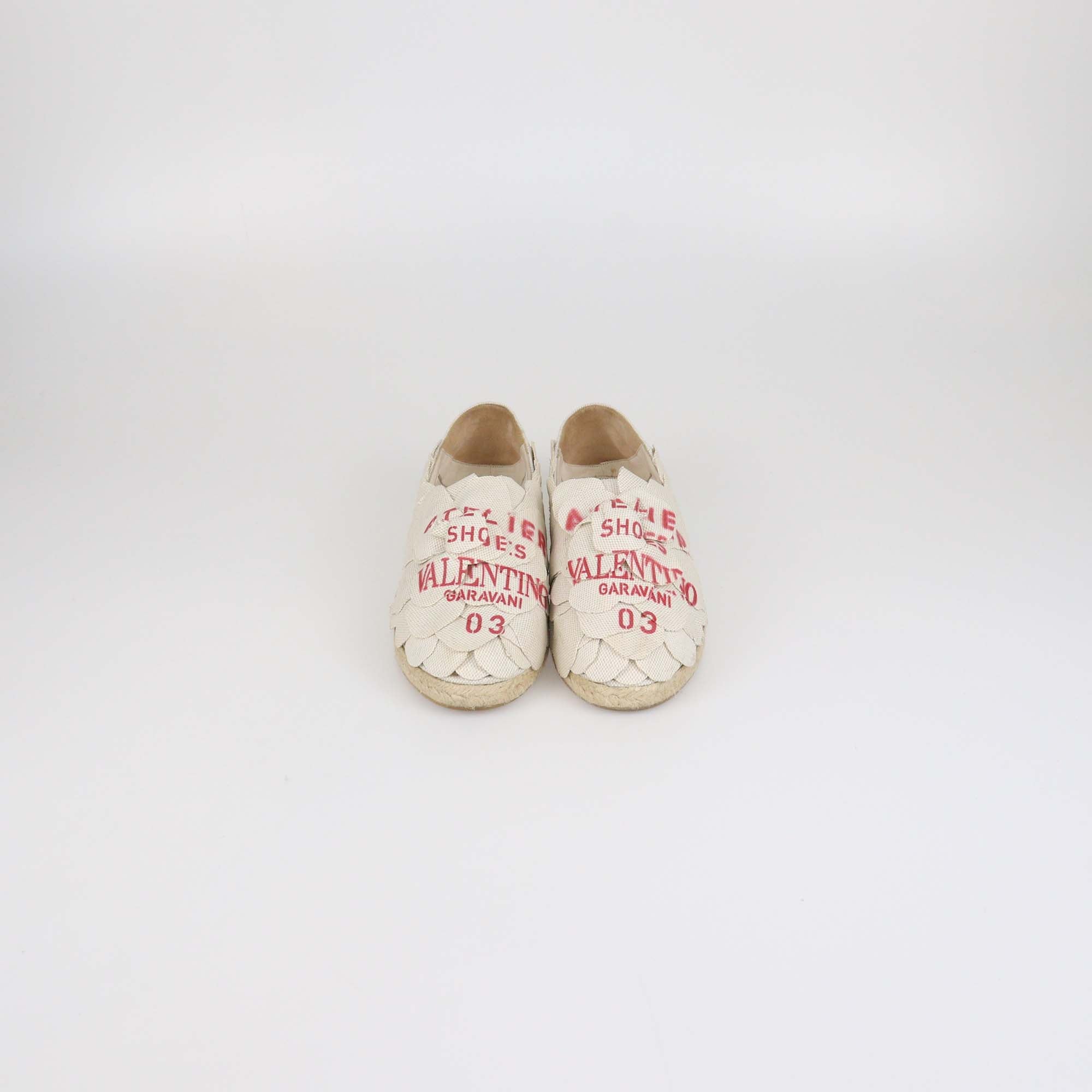 Valentino Natural Canvas Atelier 03 Rose Edition Espadrille Flats