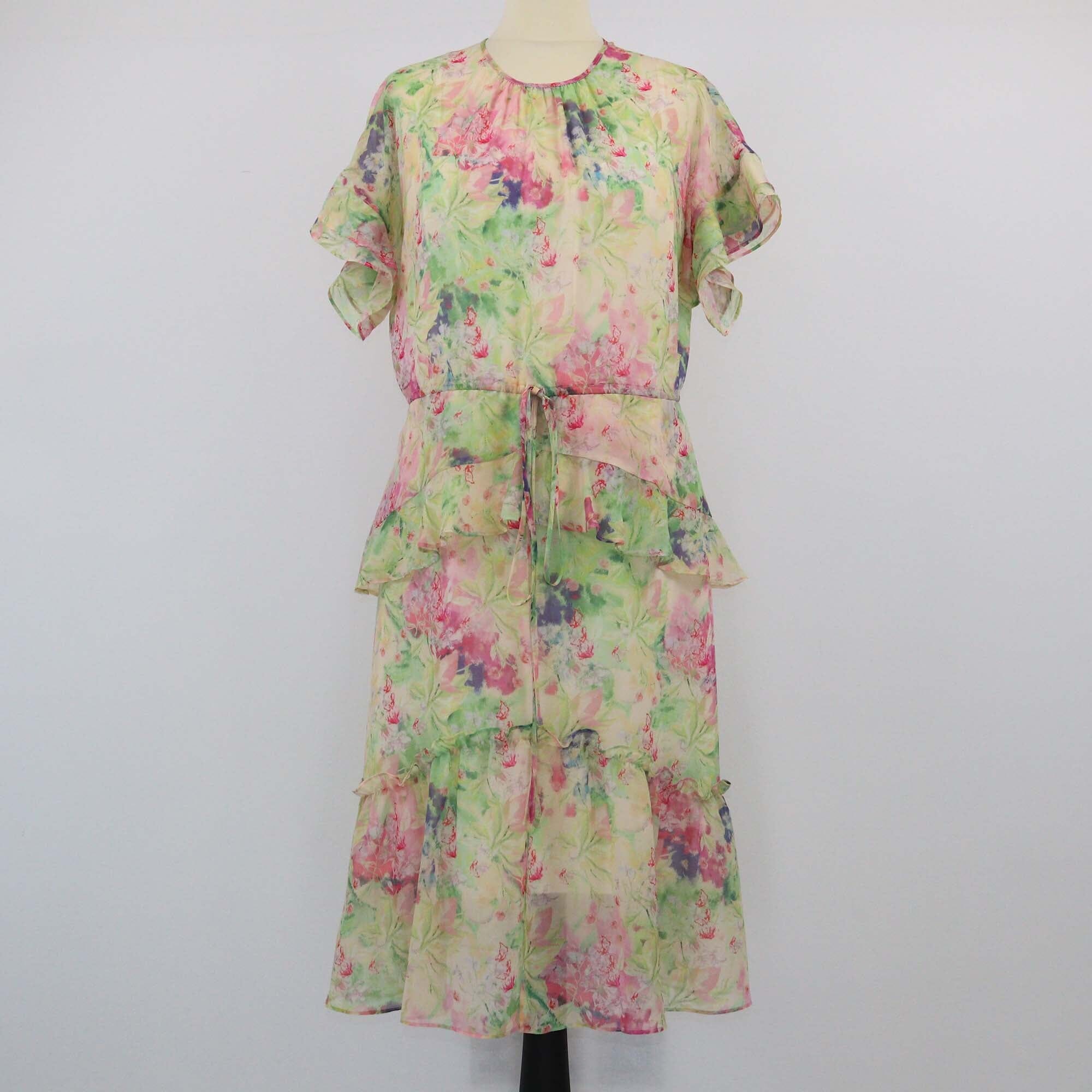 Marchesa Notte Multicolor Floral Print Midi Dress Womens Marchesa Notte