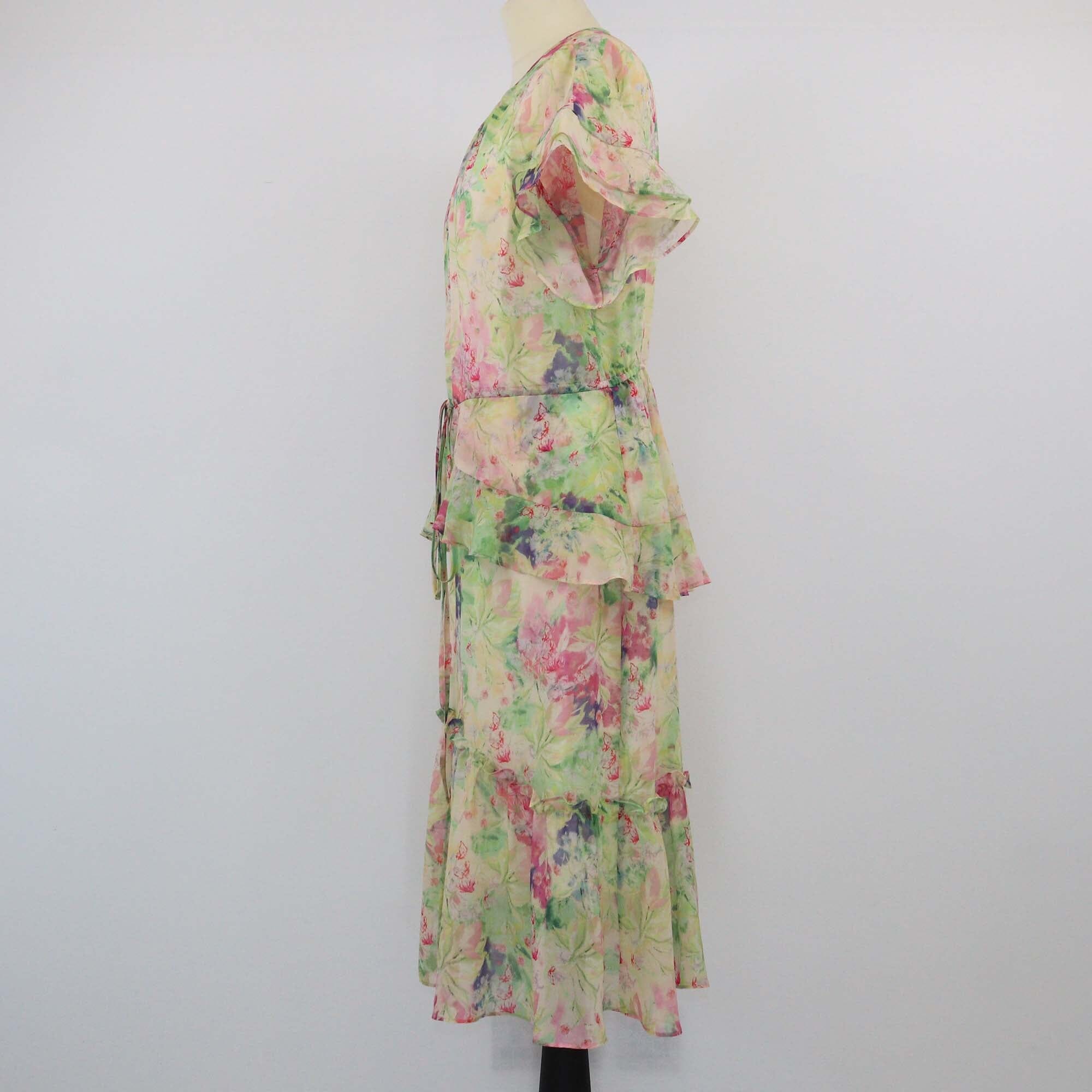 Marchesa Notte Multicolor Floral Print Midi Dress Womens Marchesa Notte