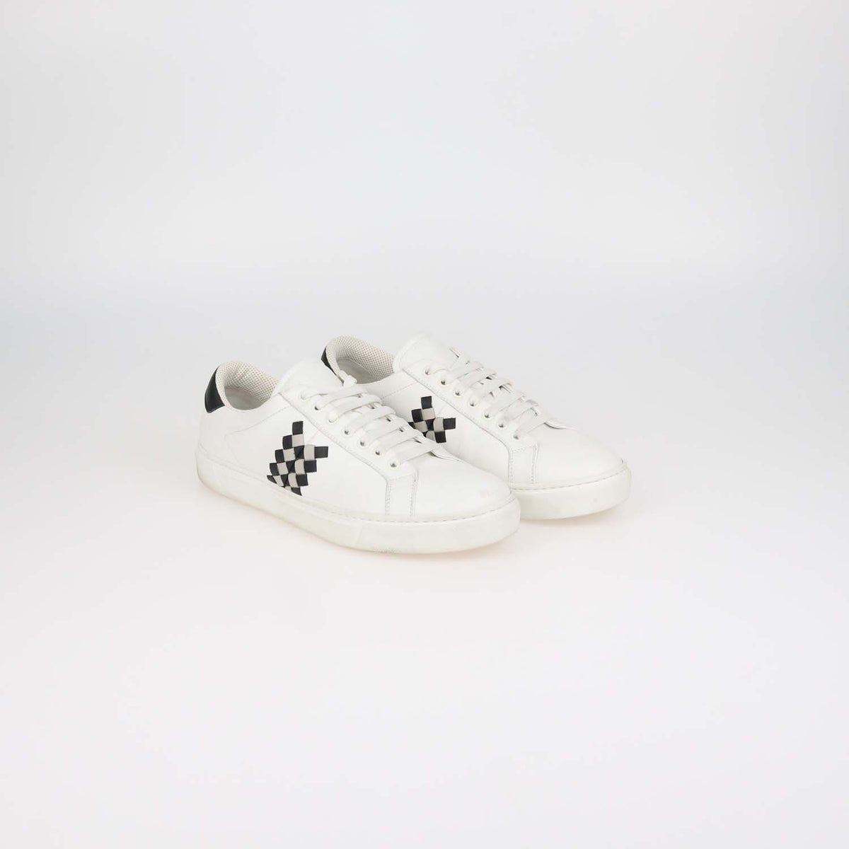 Bottega Veneta White Leather Weave Sneakers