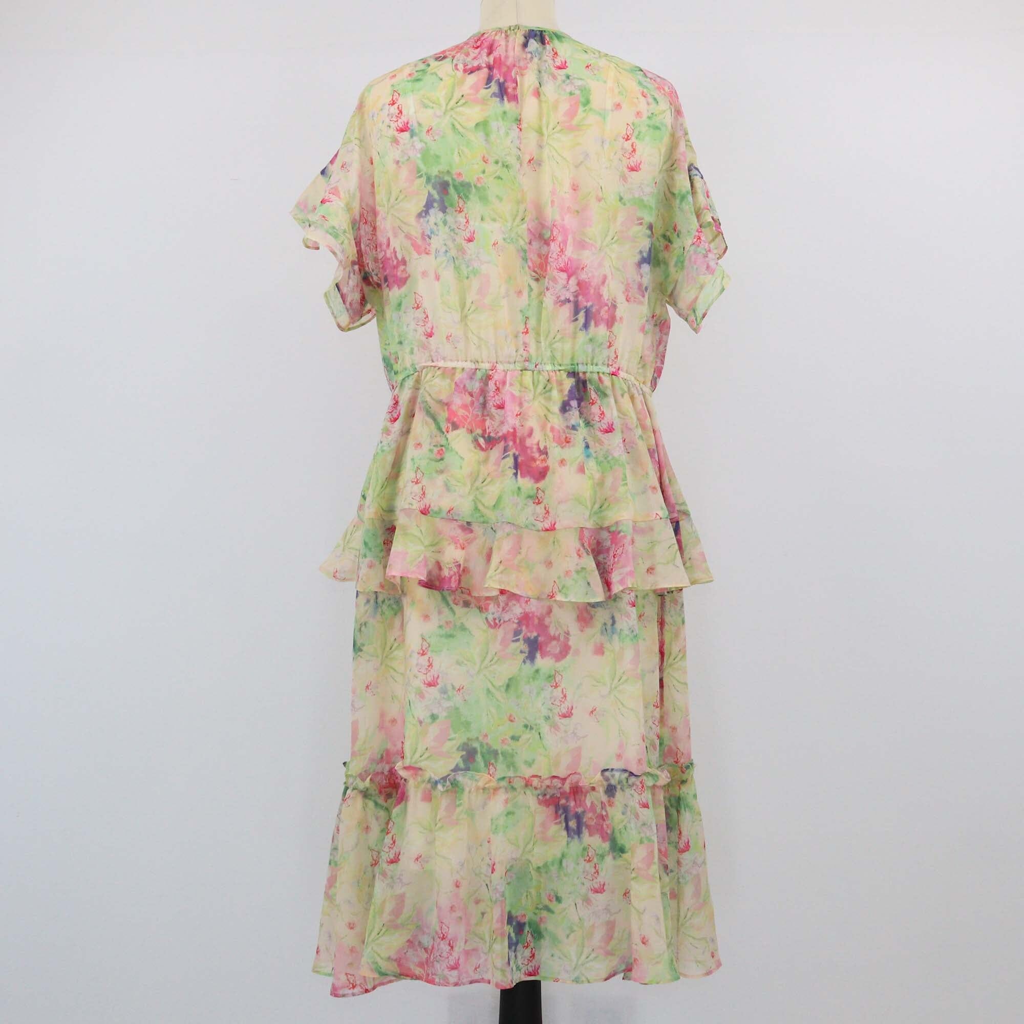 Marchesa Notte Multicolor Floral Print Midi Dress Womens Marchesa Notte