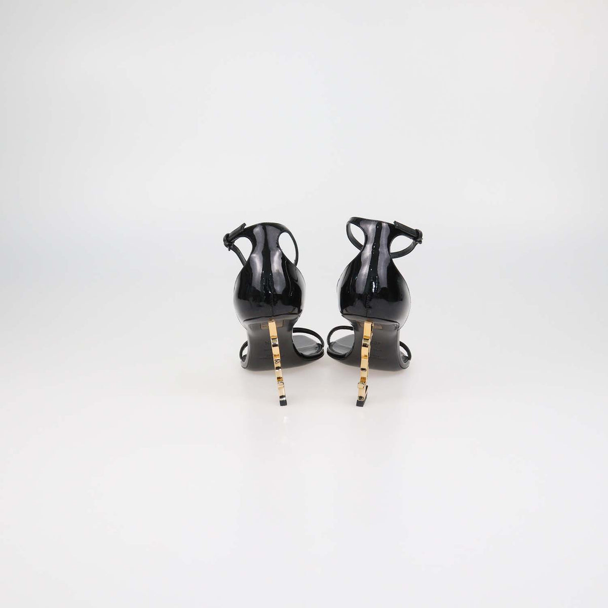 Saint Laurent Black Patent Leather Opyum Ankle Strap Sandals