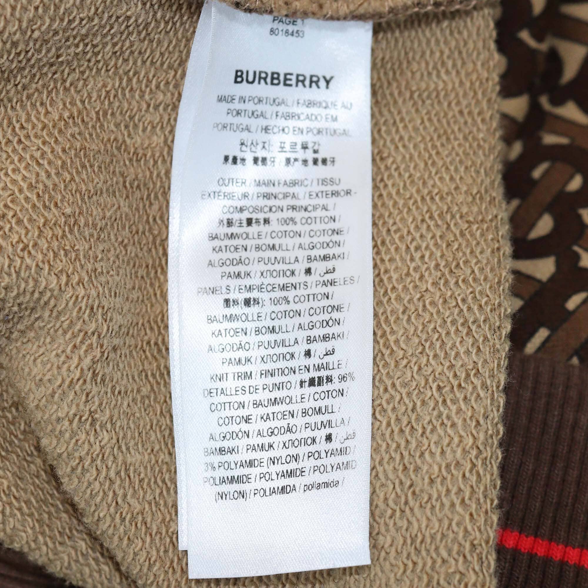 Burberry Brown Striped TB Print Long Sleeve Sweat Shirt Womens Burberry