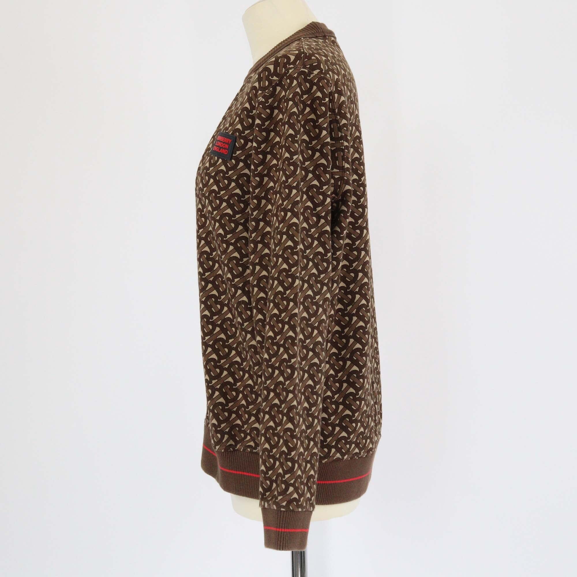 Burberry Brown Striped TB Print Long Sleeve Sweat Shirt Womens Burberry