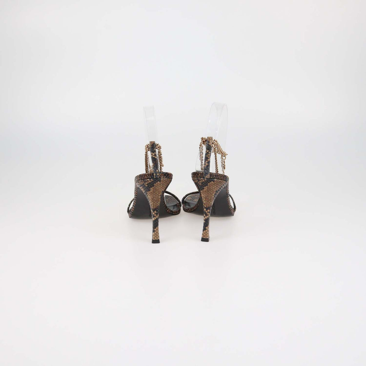 Stella McCartney Brown Python Print Chain Slide Sandals