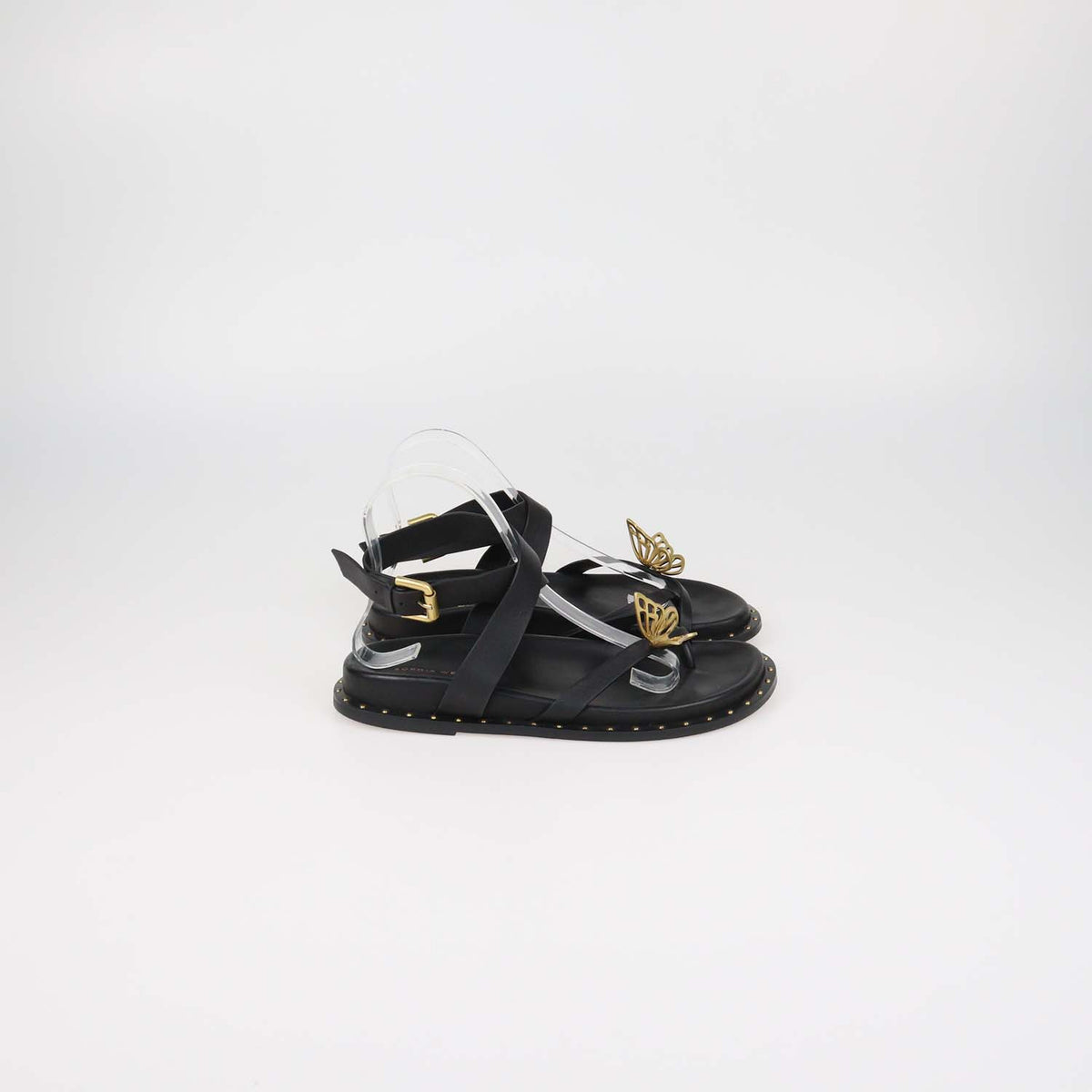 Sophia Webster Black Leather Mariposa Comfort Flat Sandals