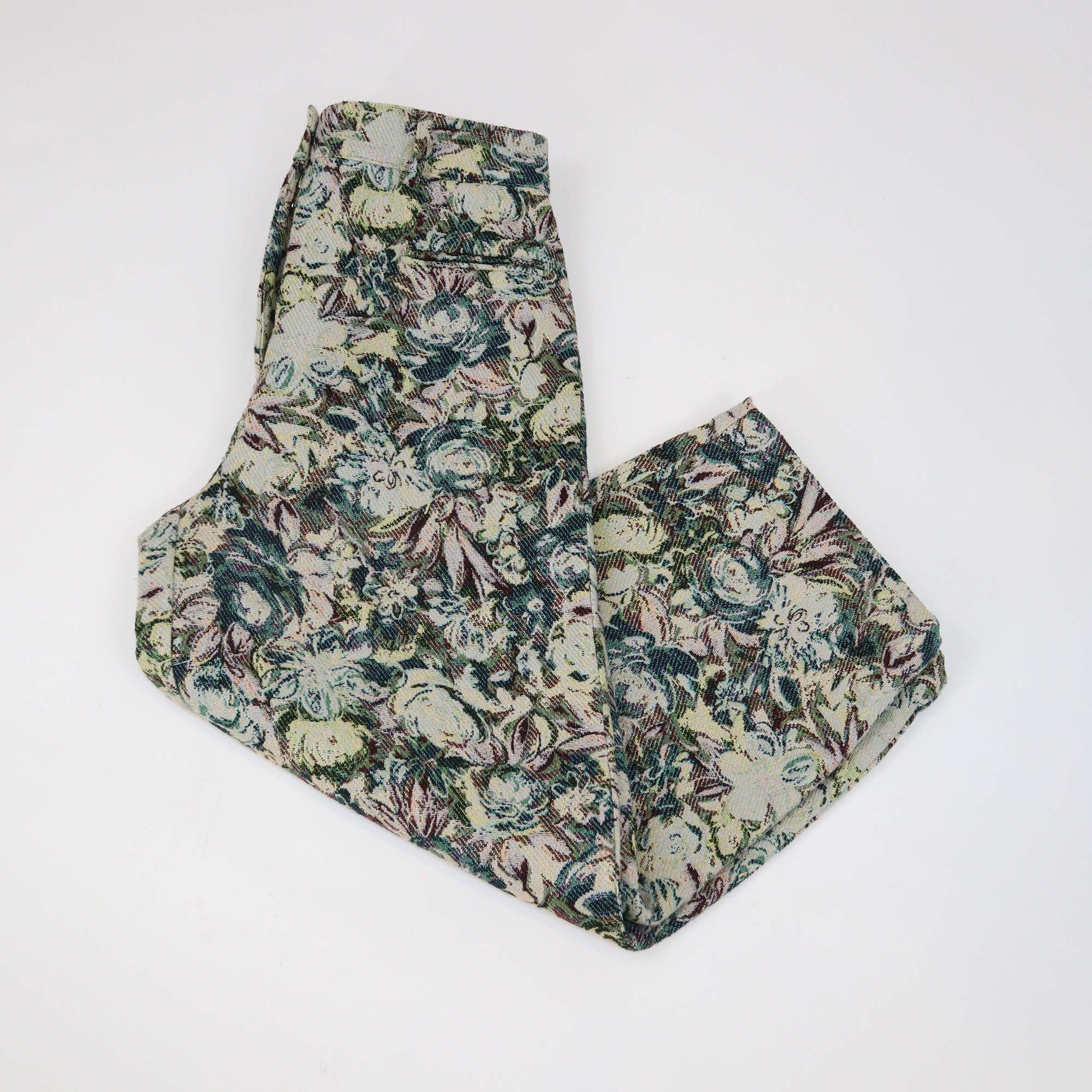 Ganni Multicolor Floral Print Tapestry Jacquard Trousers