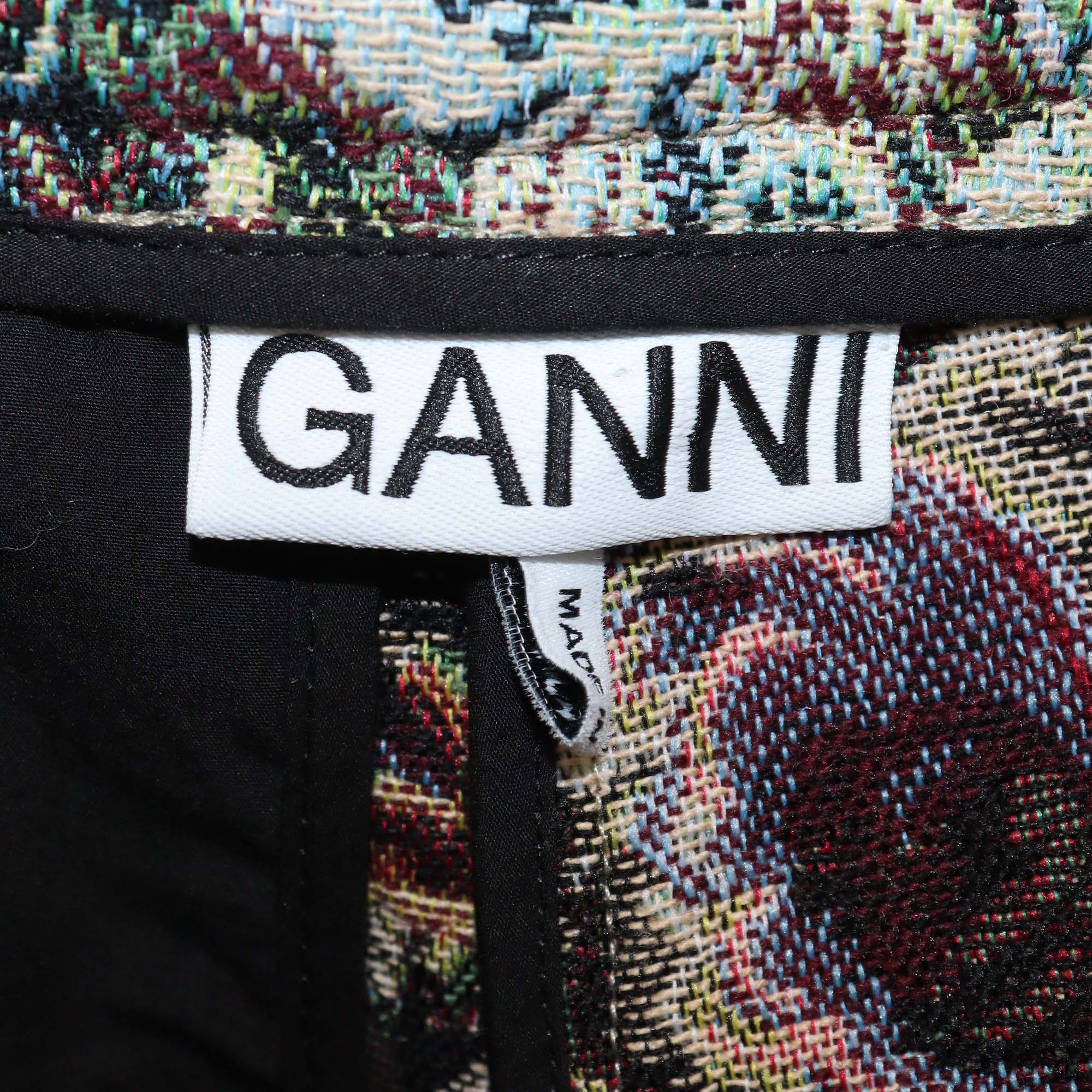 Ganni Multicolor Floral Print Tapestry Jacquard Trousers
