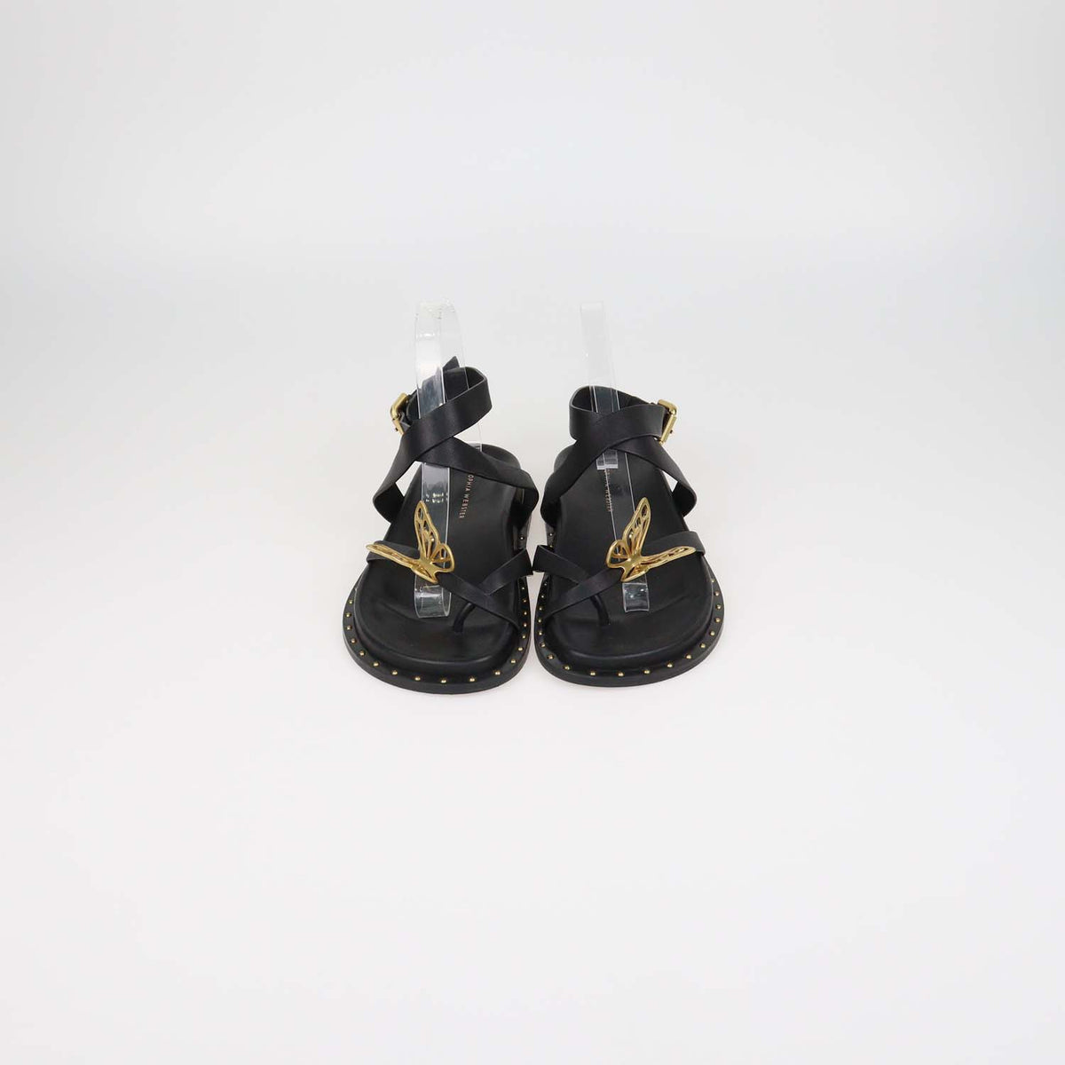 Sophia Webster Black Leather Mariposa Comfort Flat Sandals