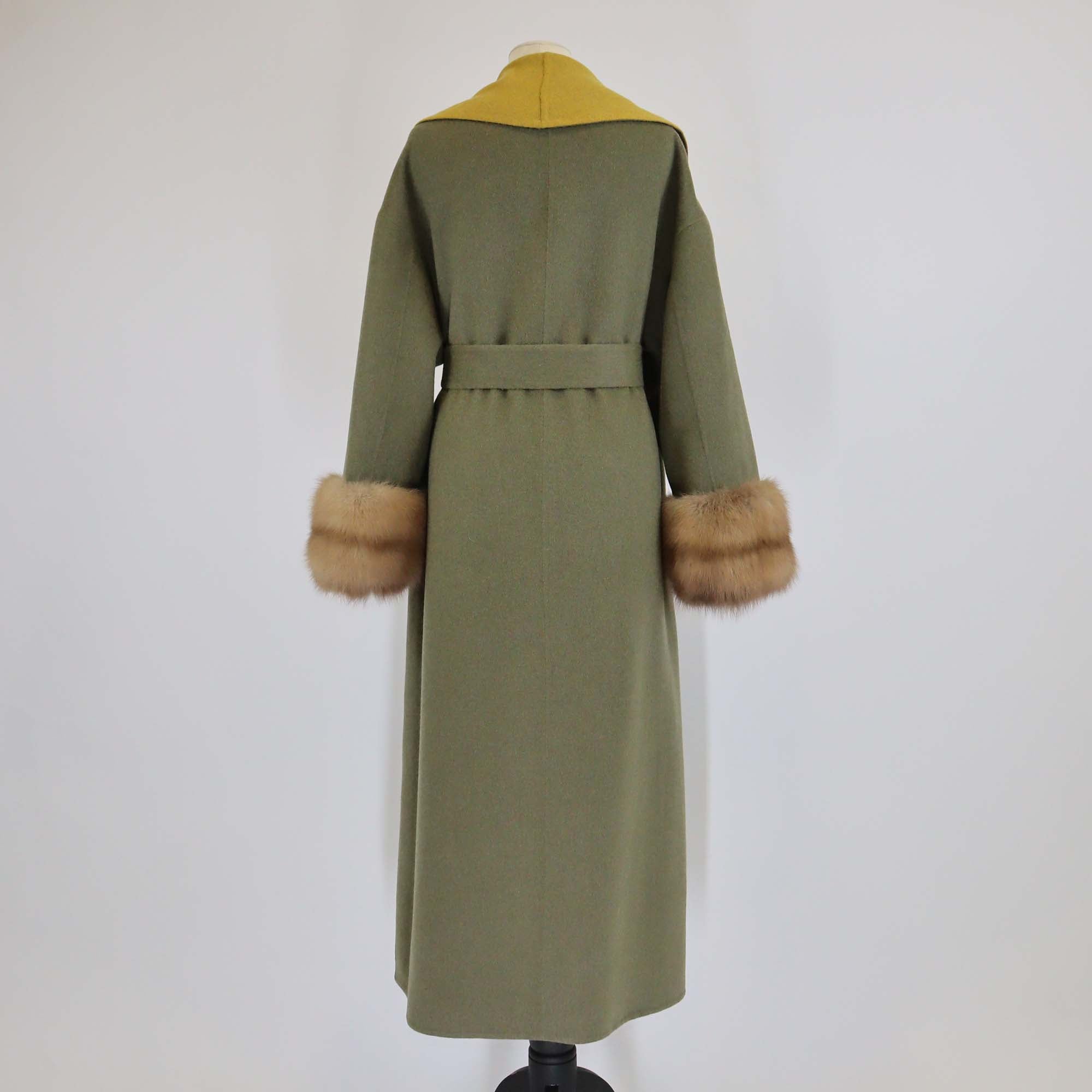 Adamo Grey Loro Piana Cashmere Fur Belted Coat