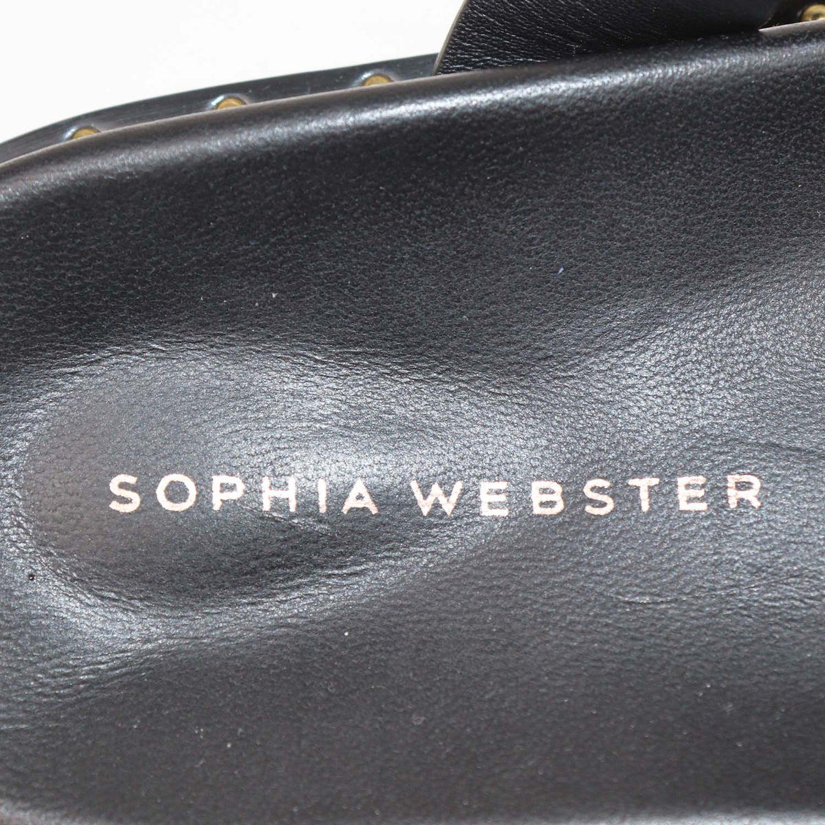 Sophia Webster Black Leather Mariposa Comfort Flat Sandals