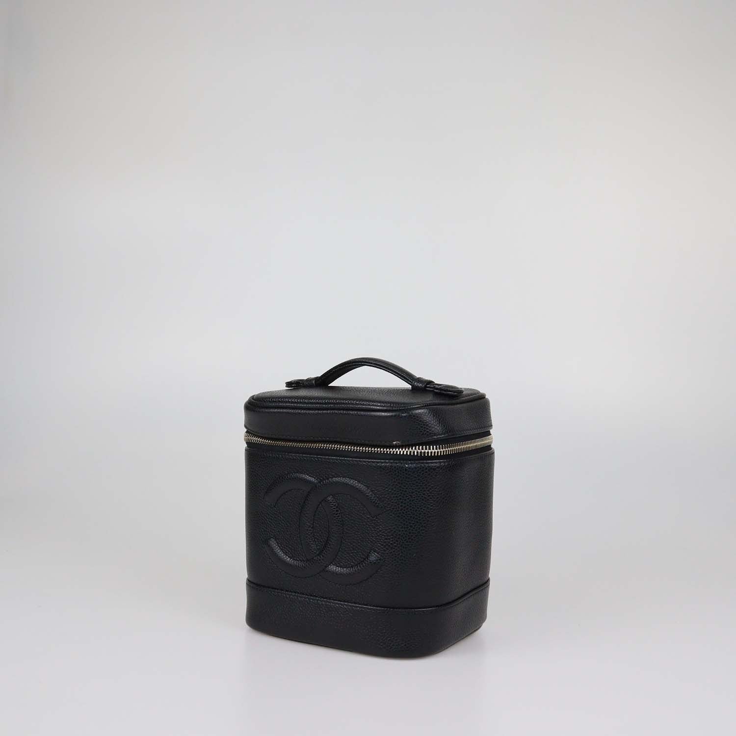 Chanel Black Caviar Leather CC Vanity Top Handle Bag